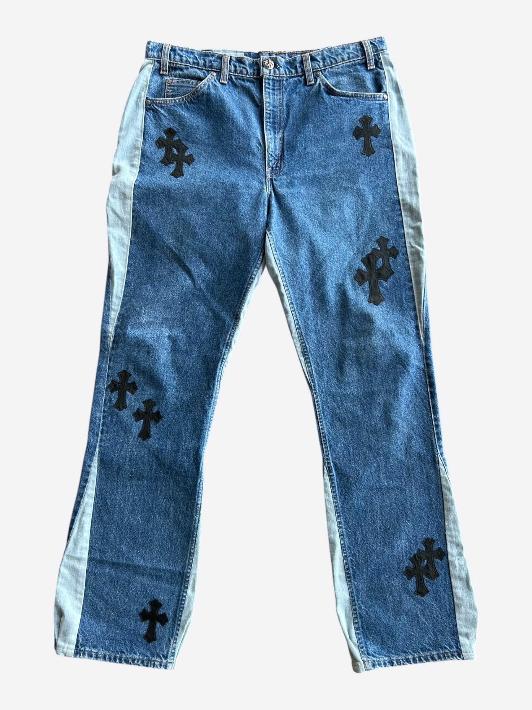Chrome Hearts Levi's Gallery Dept Blue & Black Cross Patch Flared Jeans Size US 36 / EU 52 - 1 Thumbnail
