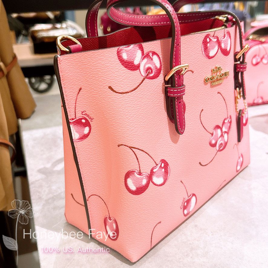 Coach 🍒 Mollie Tote Bag 25 With Cherry Print CR293 Size ONE SIZE - 3 Thumbnail