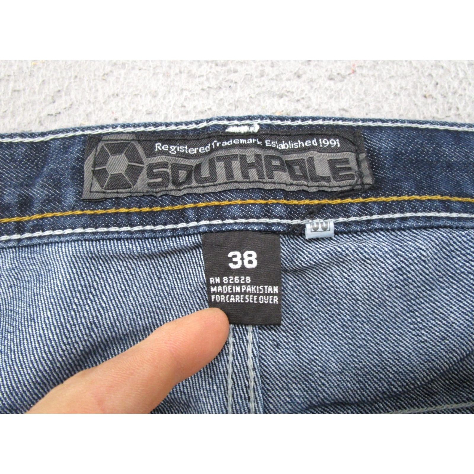 Southpole Southpole Jeans 38x30 Mens Hip Hop Baggy Denim 5-Pocket Blue Yellow Tab 8180 Y2K Vintage Straight Size US 38 / EU 54 - 4 Thumbnail