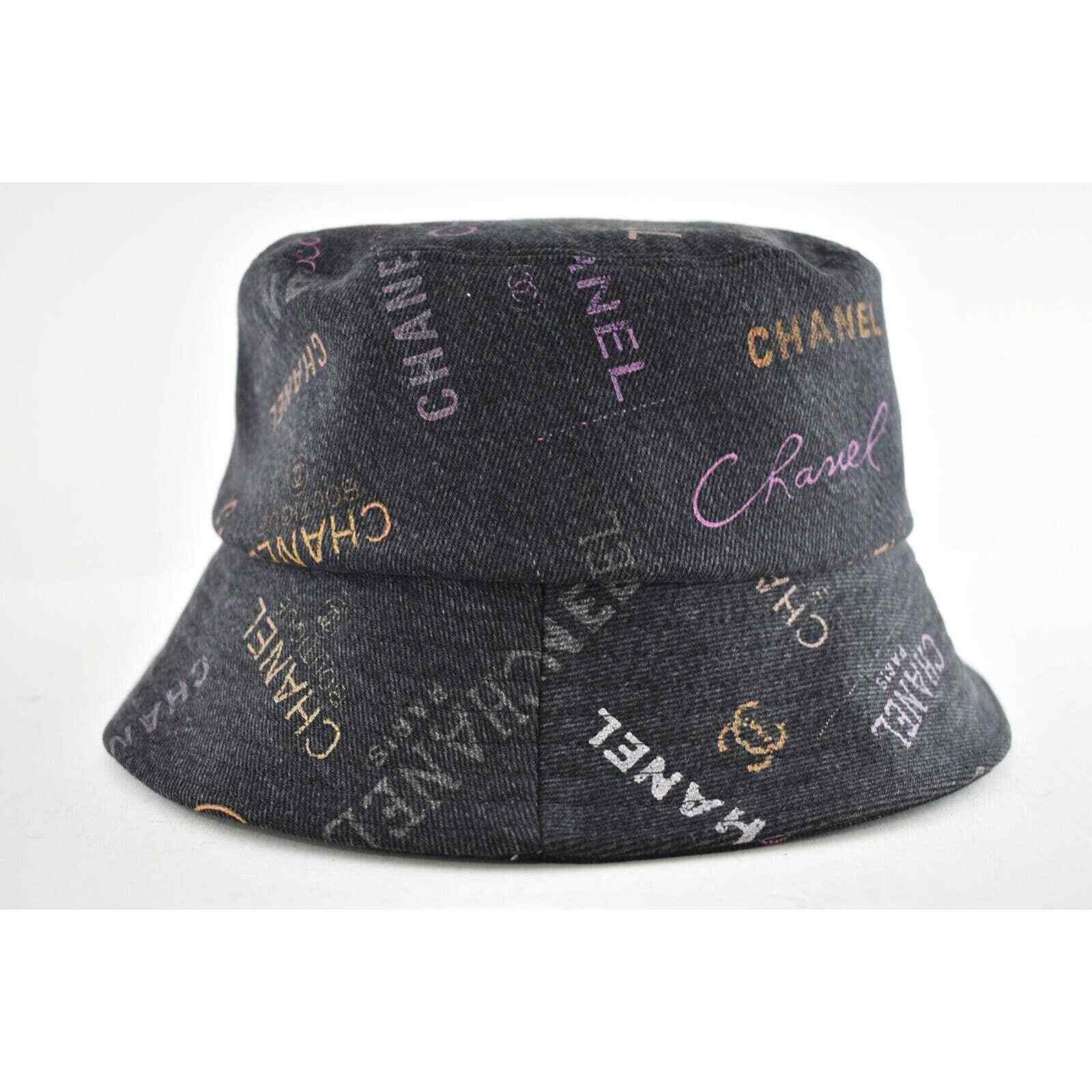 Chanel Chanel Denim Graffiti CC Logo Sun Cloche Bucket Hat Small Size ONE SIZE - 8 Thumbnail