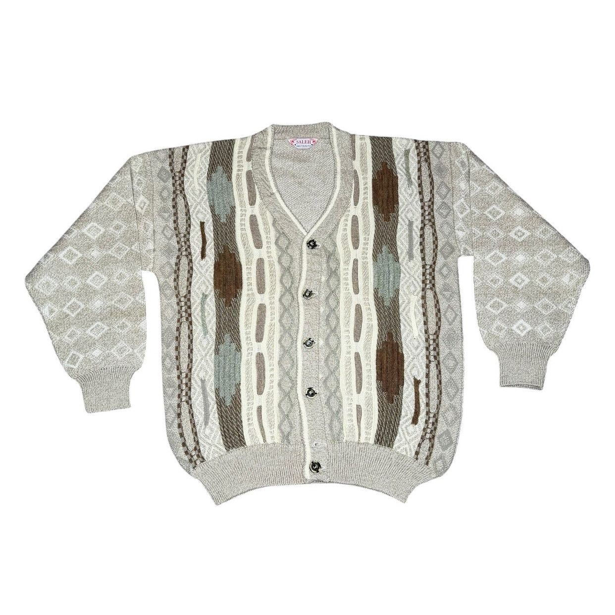 Coogi × Vintage Vintage 90s Coogi Style Knit Cardigan Sweater Size US L / EU 52-54 / 3 - 1 Thumbnail