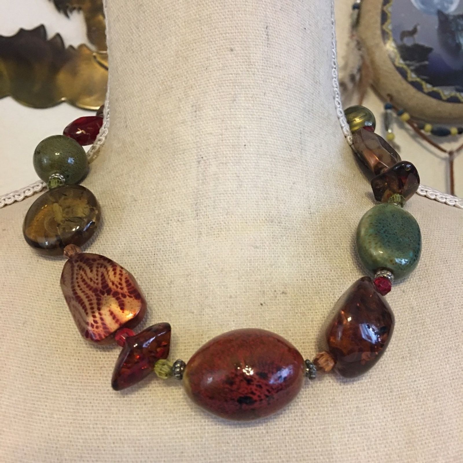 Jewelry Bold chunky ceramic and resin bead necklace Size ONE SIZE - 1 Thumbnail