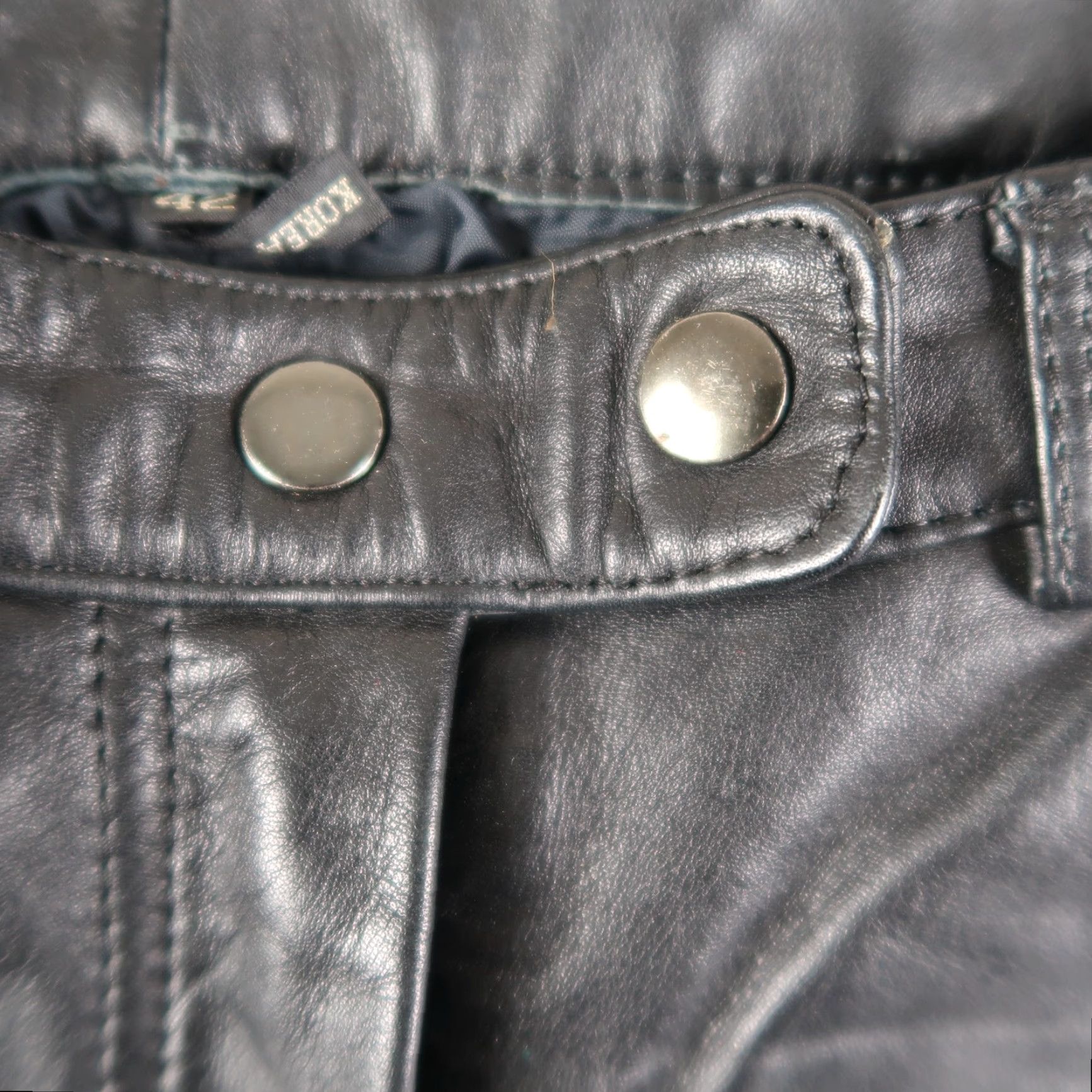 Vintage VINTAGE Echt Leder Womens Biker Leather Pants Black Size 42 (29x33.25) - Regular Fit, Dry Clean Only, Leather, Pants, Women Wearing Mens? Size 28" / US 6 / IT 42 - 5 Thumbnail