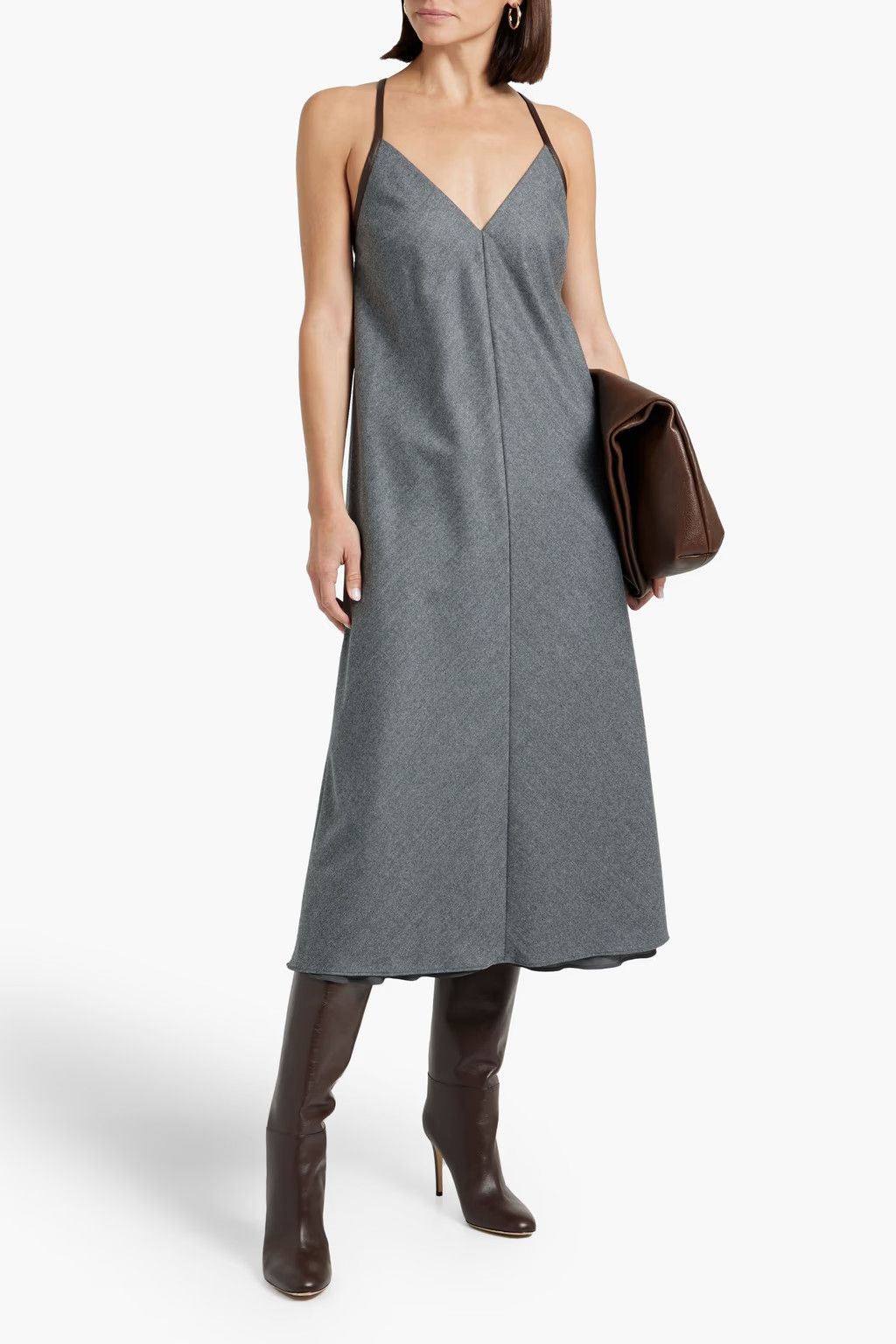 Brunello Cucinelli o1y0725 Midi Dress in Dark Gray Size M / US 6-8 / IT 42-44 - 2 Thumbnail