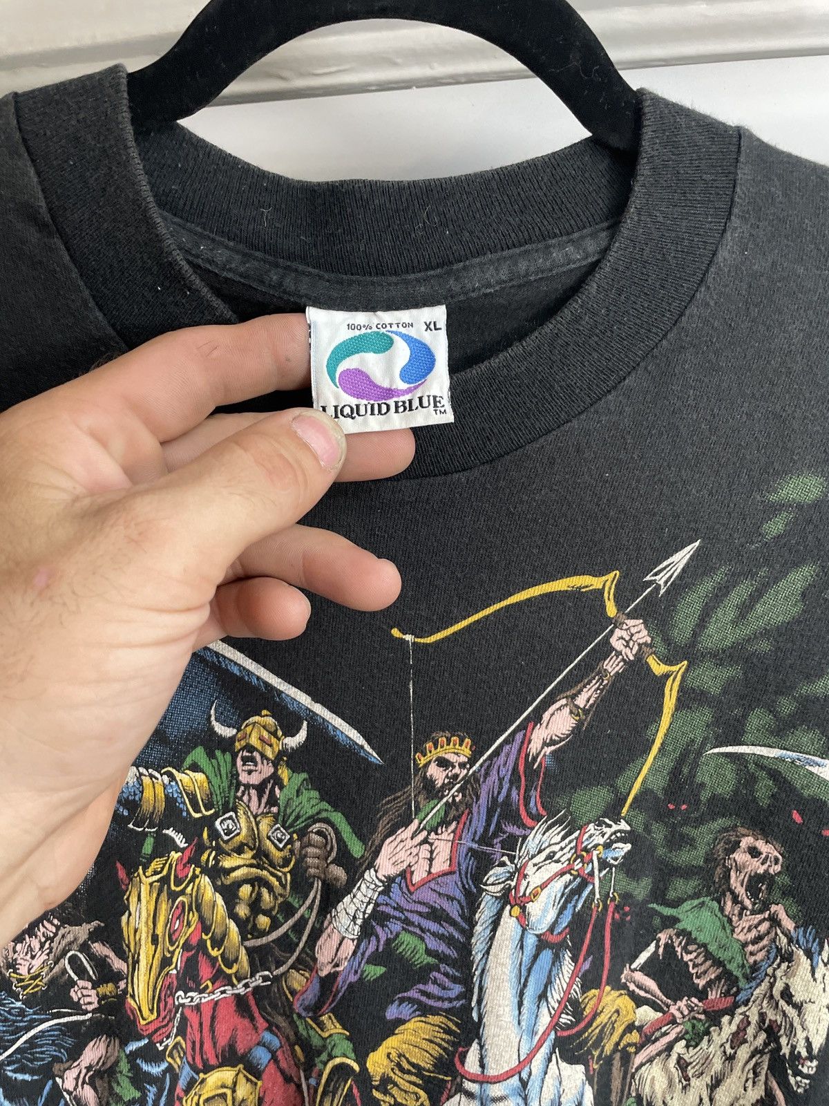 Liquid Blue × Vintage 1994 RARE LIQUID BLUE FOUR HORSEMAN GRAPHIC SHIRT Size US XL / EU 56 / 4 - 7 Thumbnail
