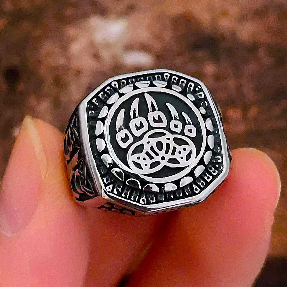 Vintage SIZE 10 Viking Bear Claw RStainless Steel Odin Celtic Ring Size ONE SIZE - 1 Thumbnail