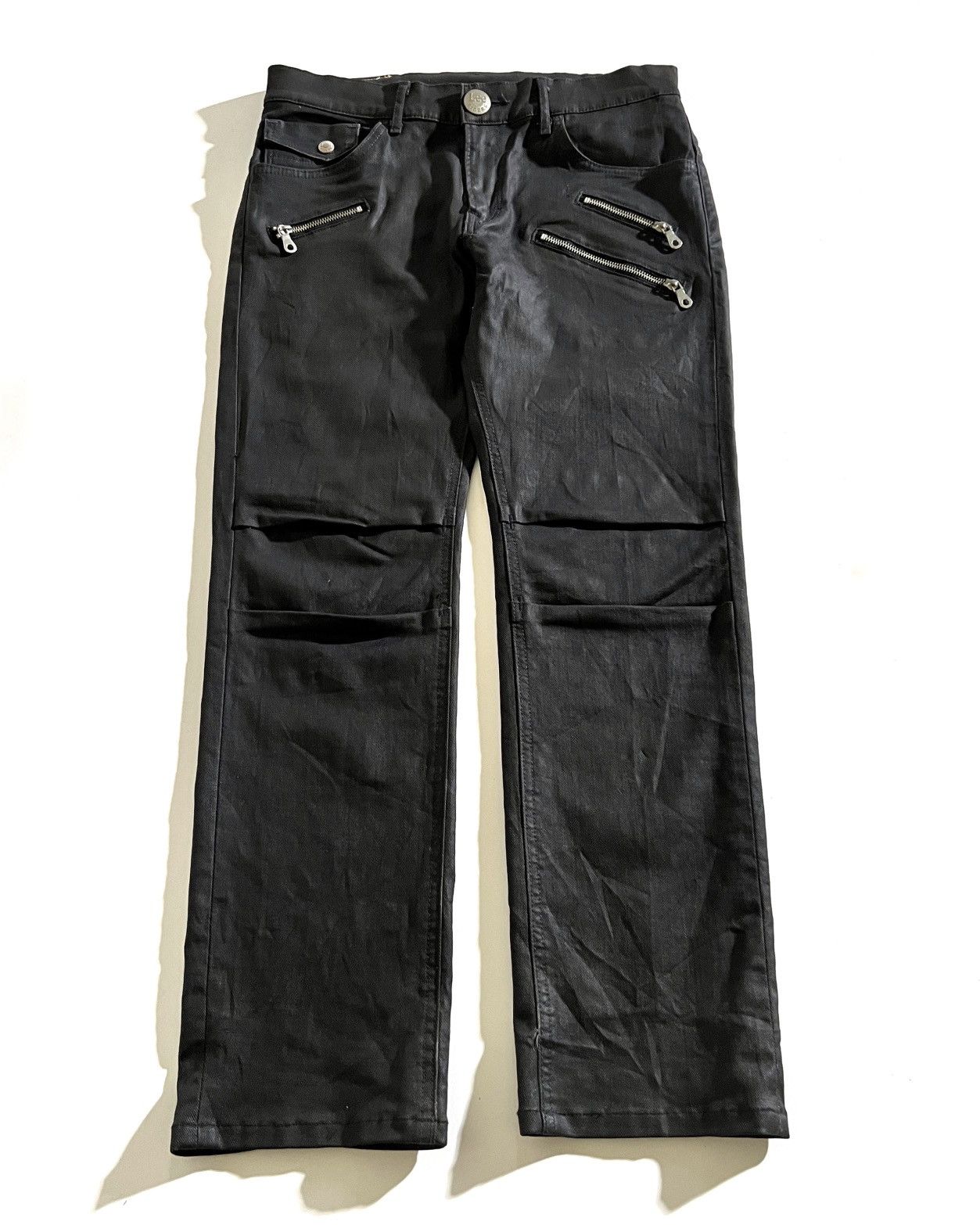 Lee Riders Black Waxed Multi-Zipper Punk Biker Jeans