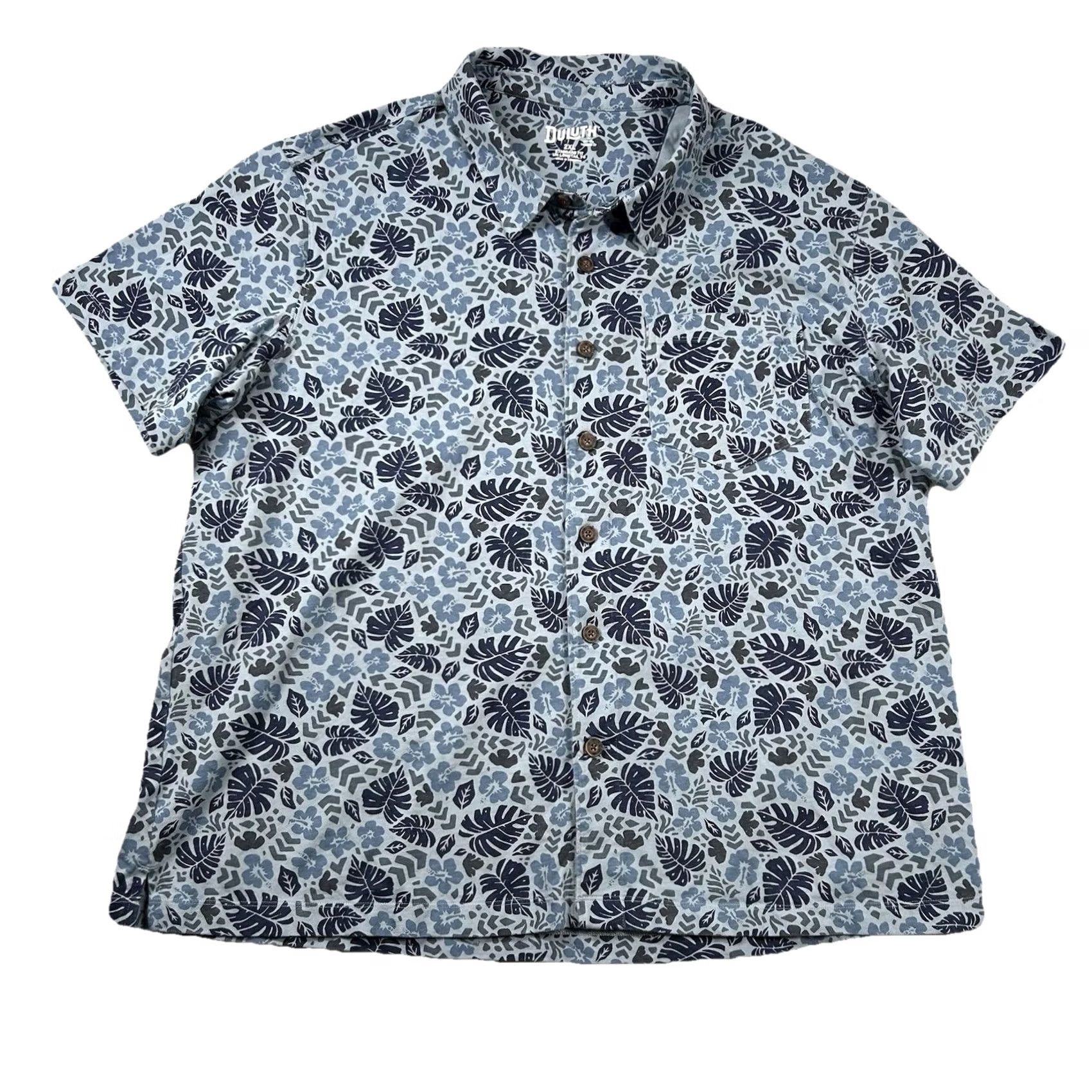 Vintage Duluth Trading Shirt Mens 2XL Floral Camp Button-Up Short Sleeve Knit Cotton Blue Hawaiian Aloha Vintage: No Size US XXL / EU 58 / 5 - 2 Thumbnail