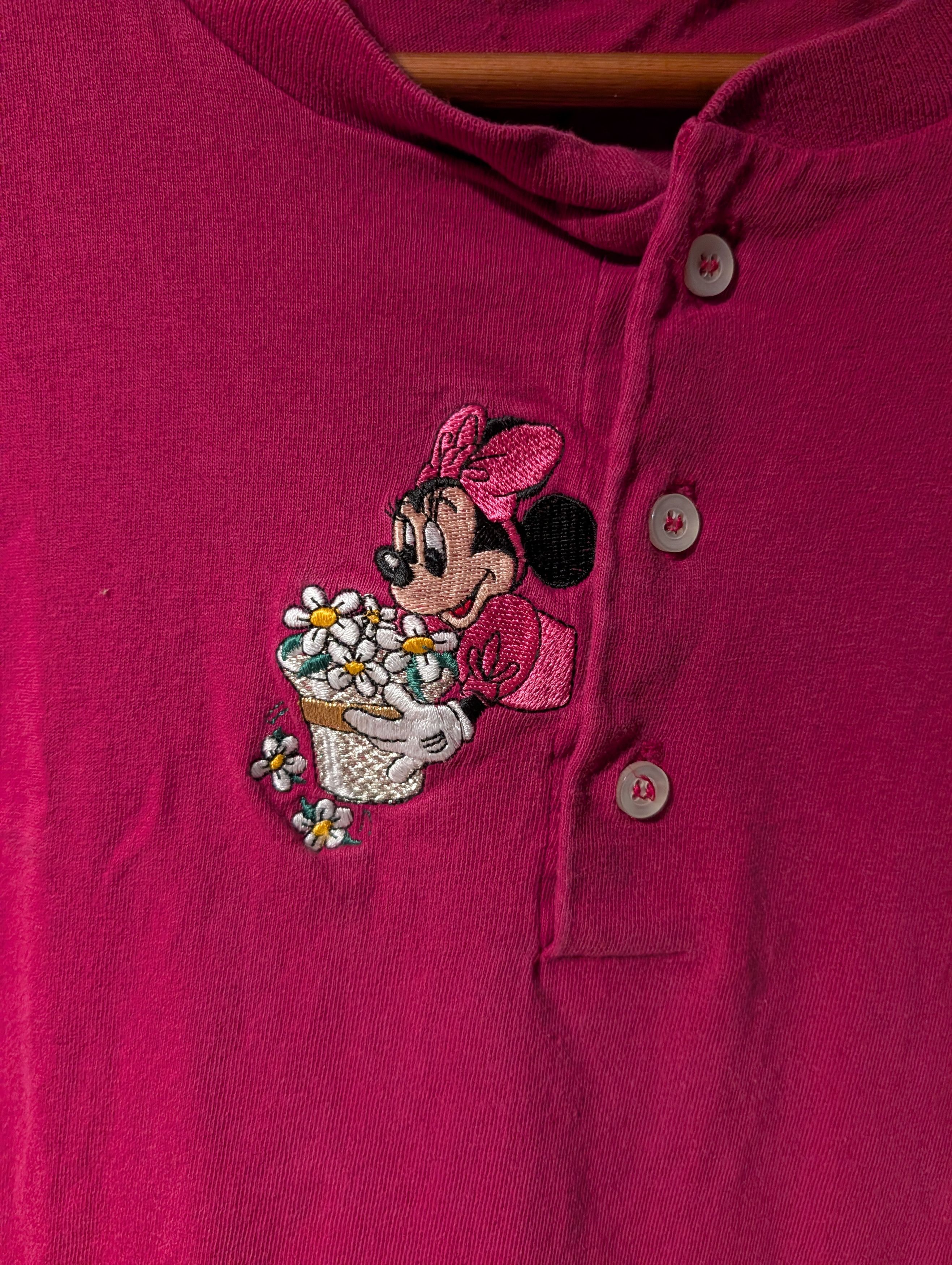 Disney Vintage 90s Minnie Mouse Disney Flower Daisy Henley T-Shirt Size US XL / EU 56 / 4 - 2 Thumbnail
