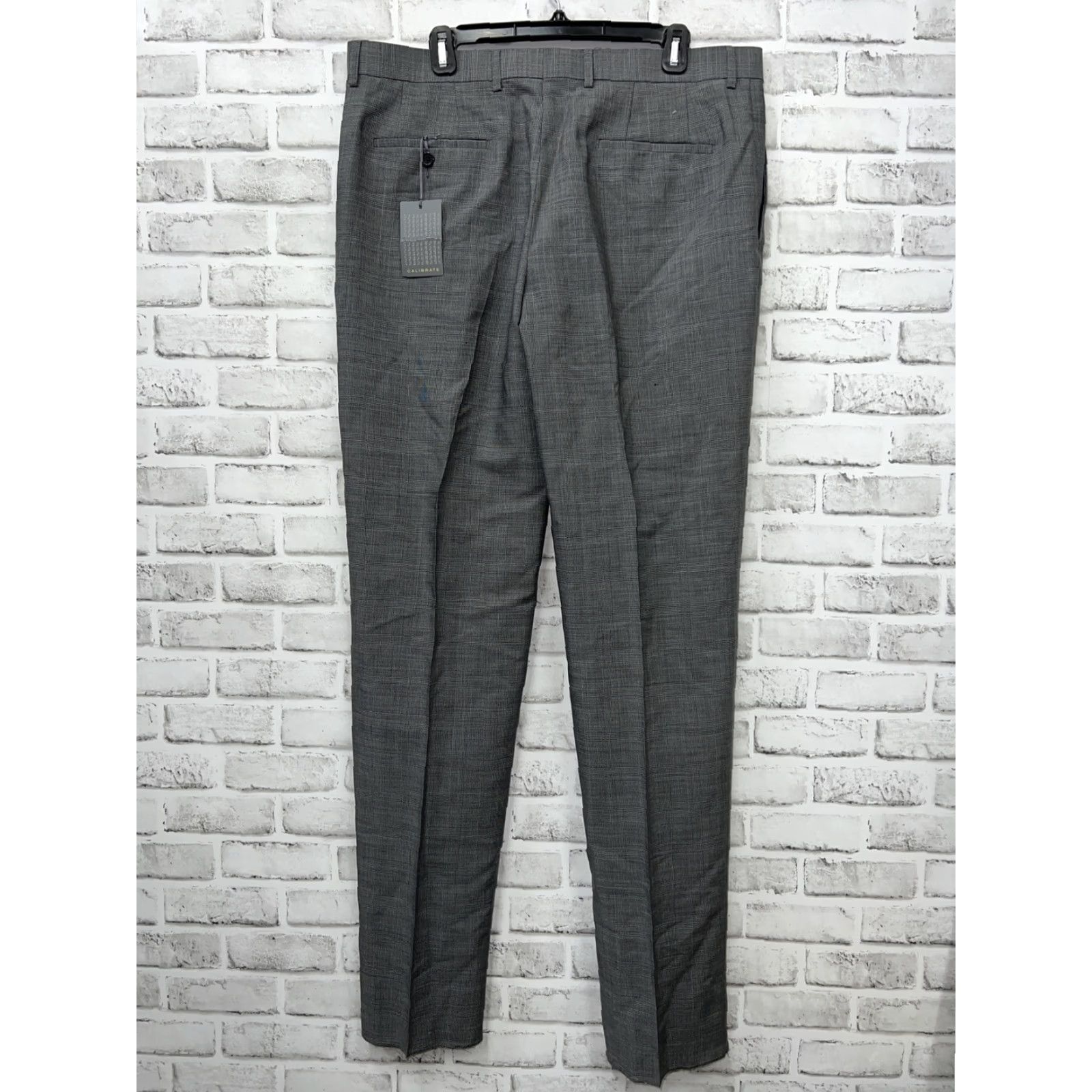 Vintage NWT Calibrate Dress Pants Mens 38x36.5 Gray Not Hemmed Traditional Inseam 36 Office Wear Pants Mens Size US 38 / EU 54 - 3 Thumbnail