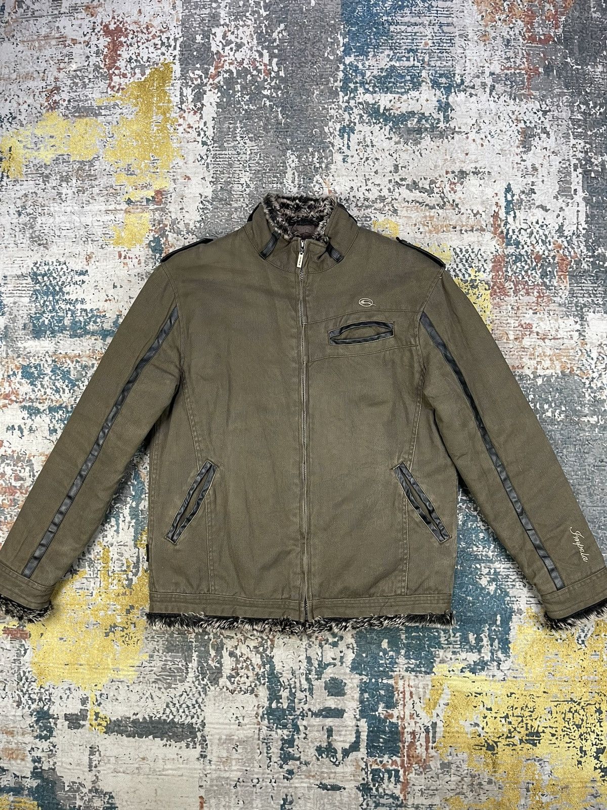 Japanese Brand Impala Fur Edge Trim Camo Graphic Zipper Rider Jackets Size US M / EU 48-50 / 2 - 1 Thumbnail
