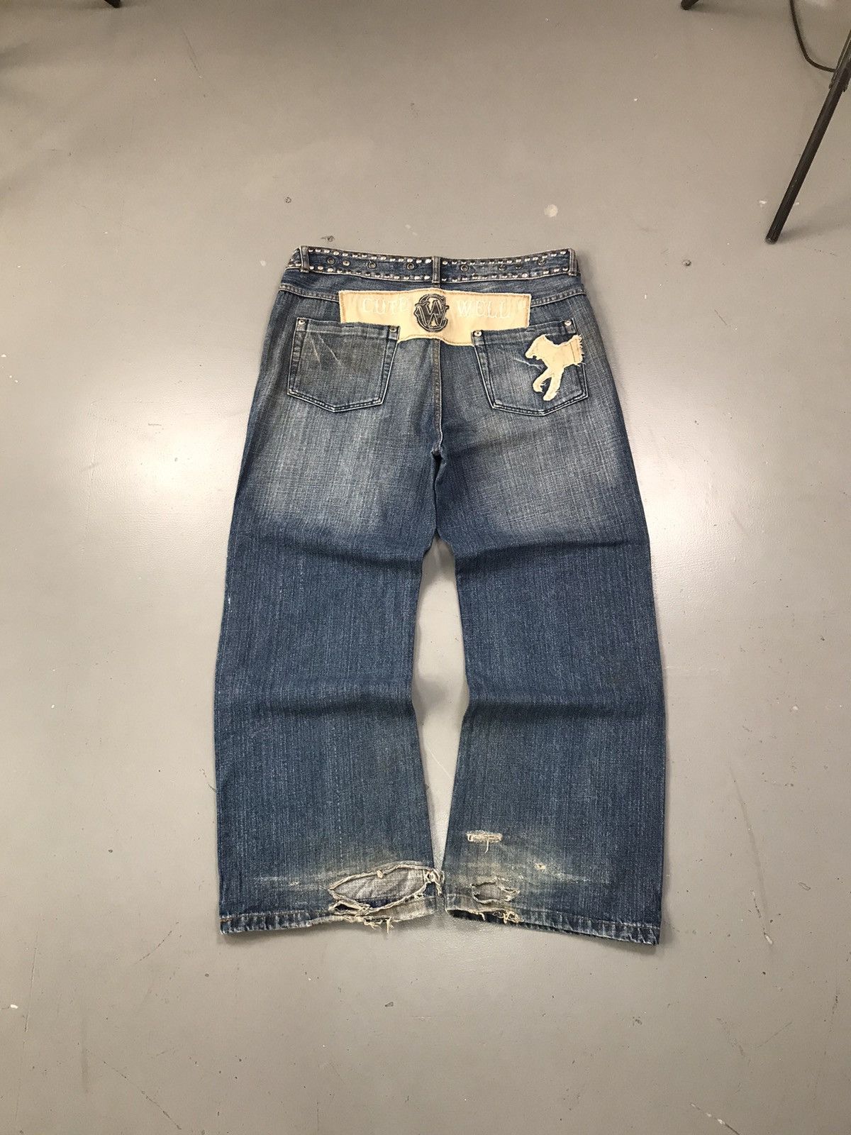 JNCO × Southpole × Vintage Vintage cute well SpellOut studs baggy fit denim Size US 40 / EU 56 - 1 Thumbnail