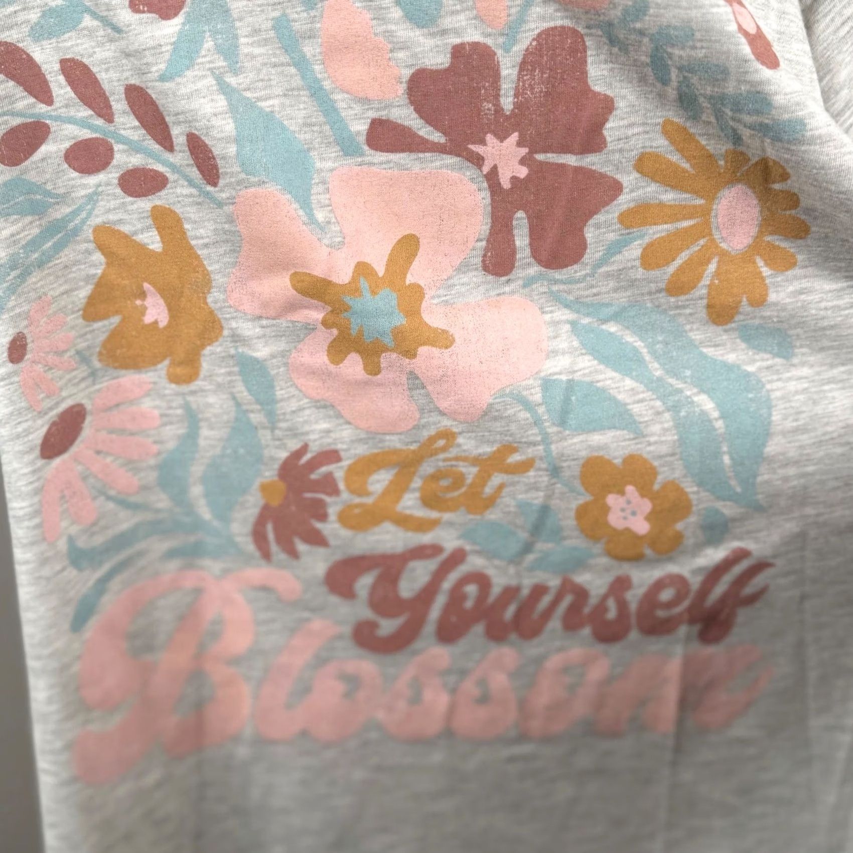VIBE Womens 0X T Shirt Gray Floral Positive Vibes Graphic Boho Soft Cottage Nature Size XL / US 12-14 / IT 48-50 - 5 Thumbnail