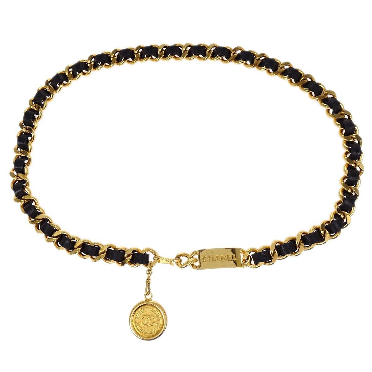 Chanel Chanel Vintage Medallion Chain Belt Metal and Leather Size ONE SIZE - 1 Thumbnail