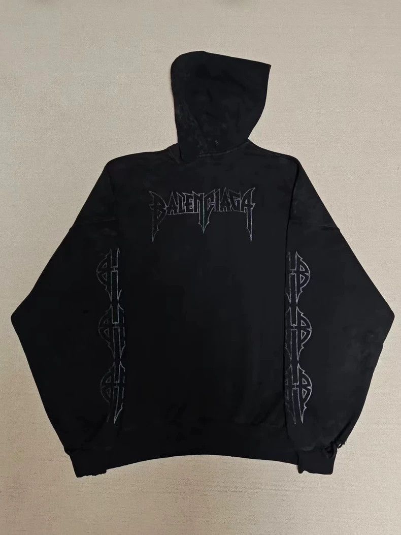 Balenciaga Balenciaga 23fw mud stained iron tower destroyed hooded swe Size US S / EU 44-46 / 1 - 2 Thumbnail