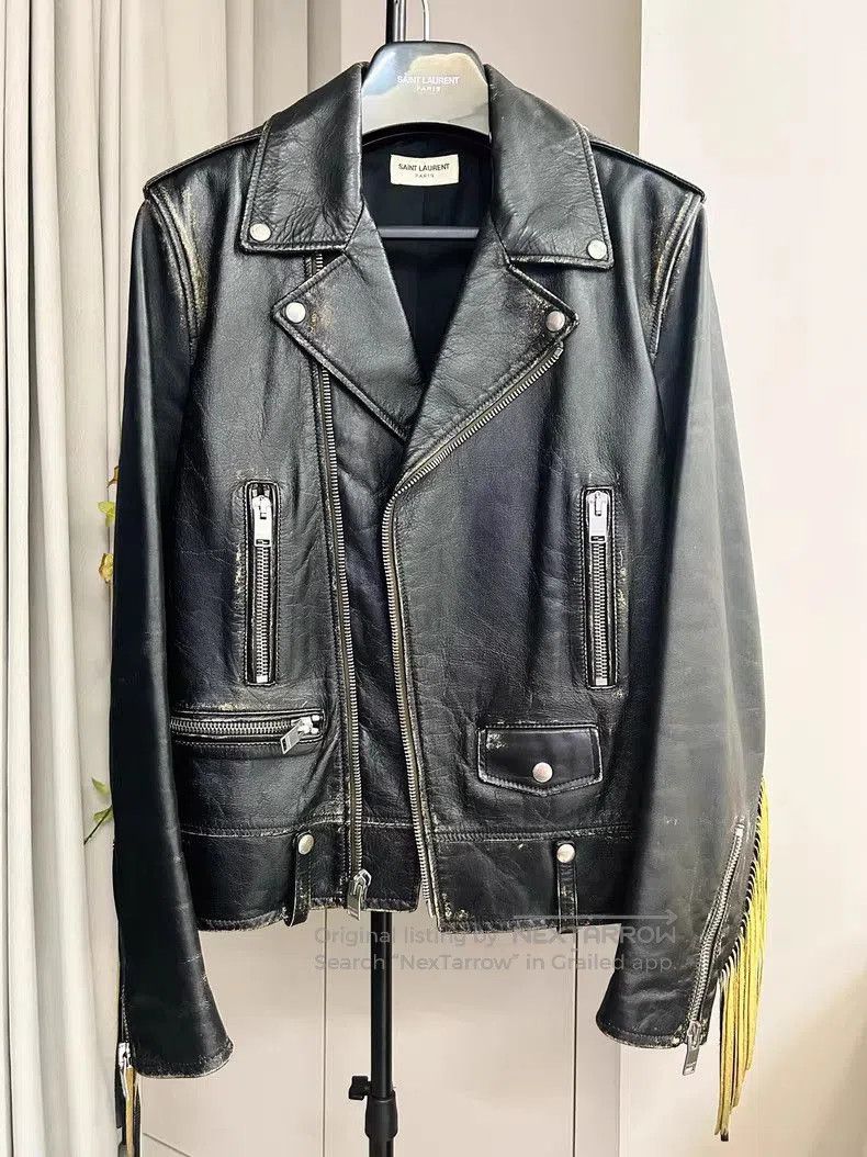 Saint Laurent 2016 Fringe Leather Jacket.
