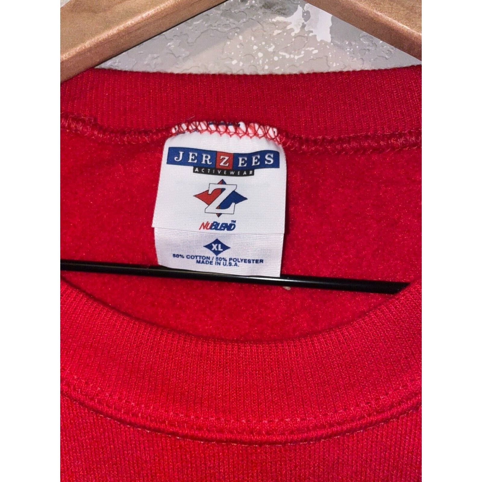 Jerzees Vintage Jerzees Red Blank Sweatshirt USA Made 50/50 90s XL Size US XL / EU 56 / 4 - 8 Thumbnail