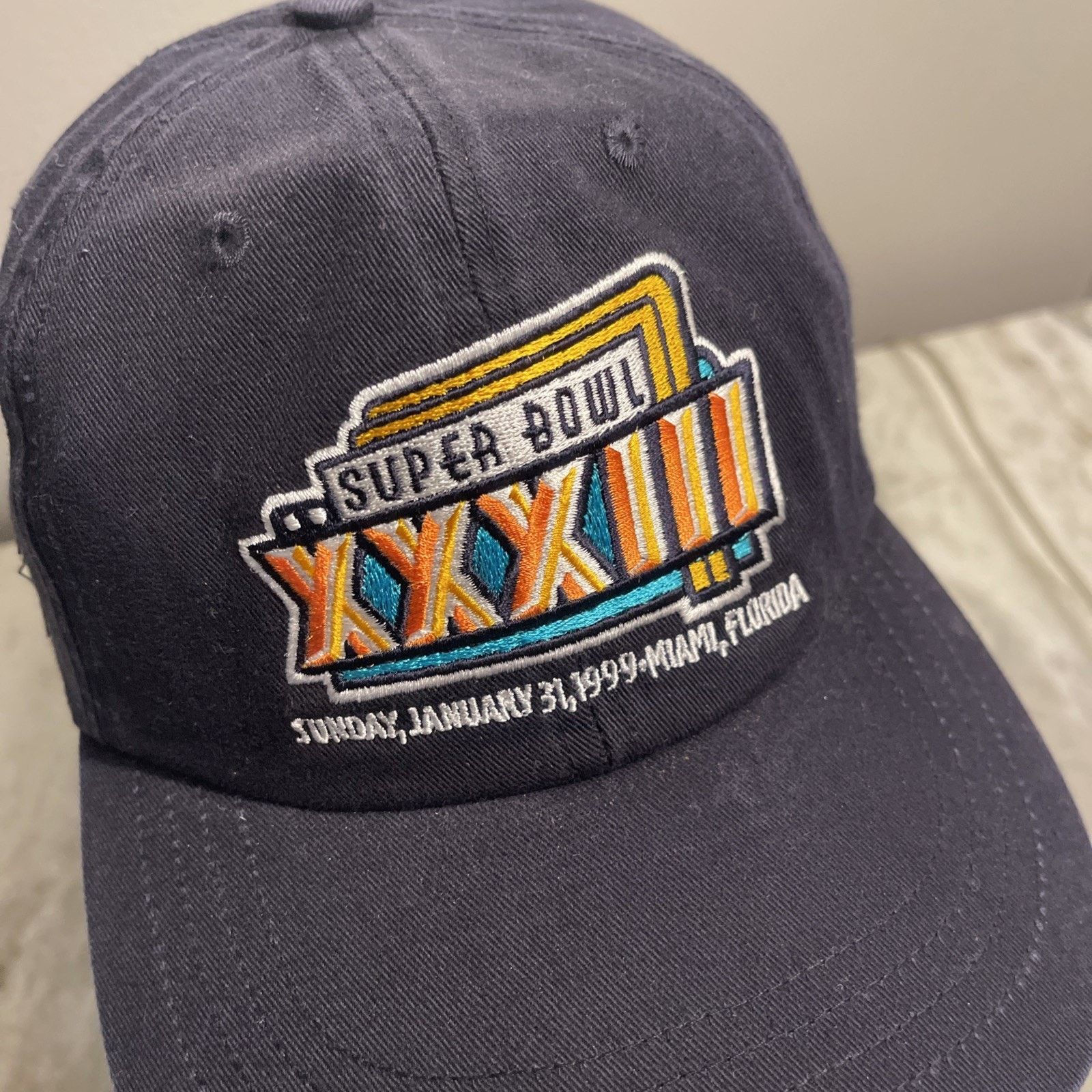 Logo 7 NWOT Vtg NFL Super Bowl XXXIII 1999 Miami Strapback Hat Size ONE SIZE - 2 Thumbnail