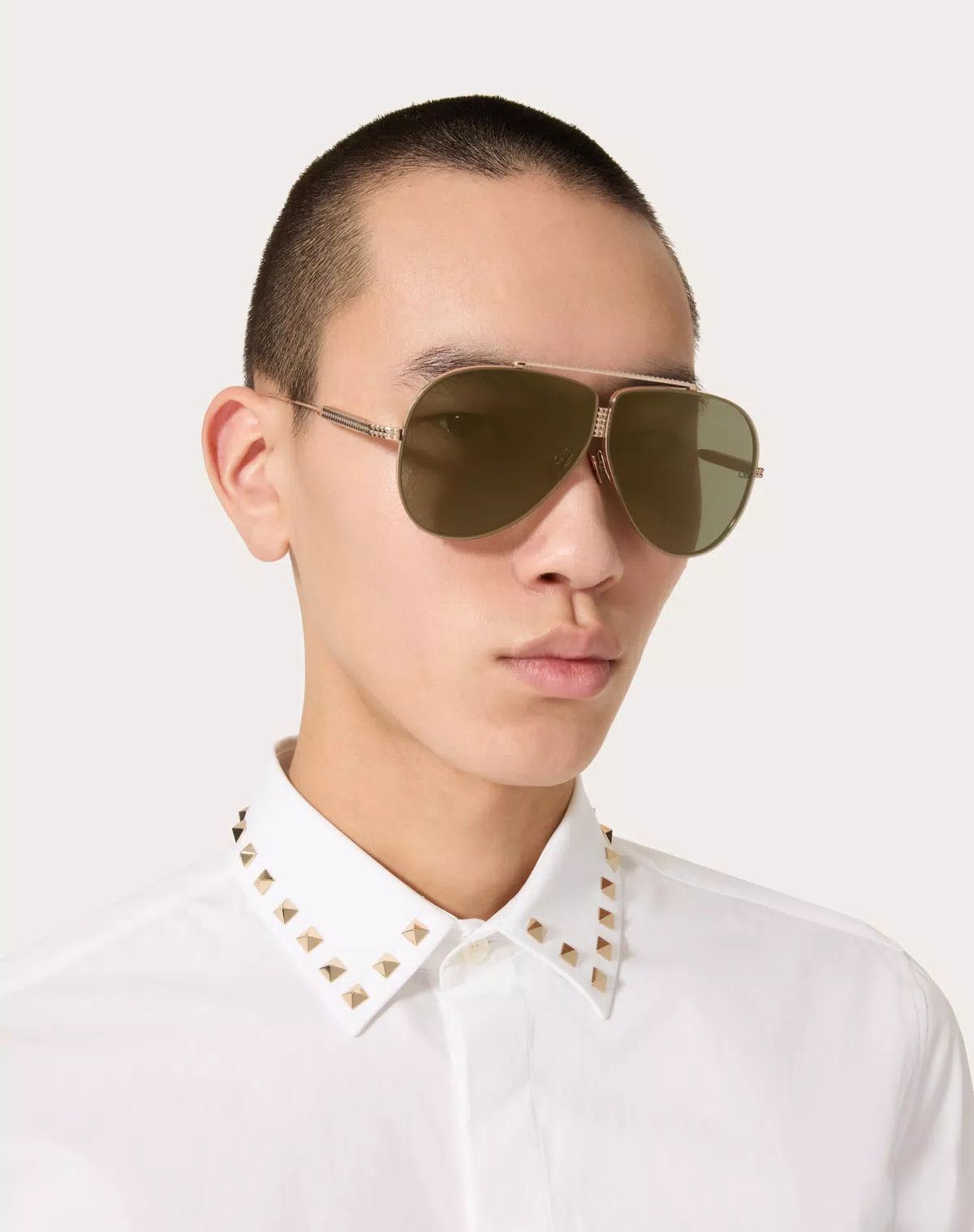 Valentino oc11z0625 Size:64/Pilot Titanium Stud Frame in Golden Size ONE SIZE - 5 Thumbnail