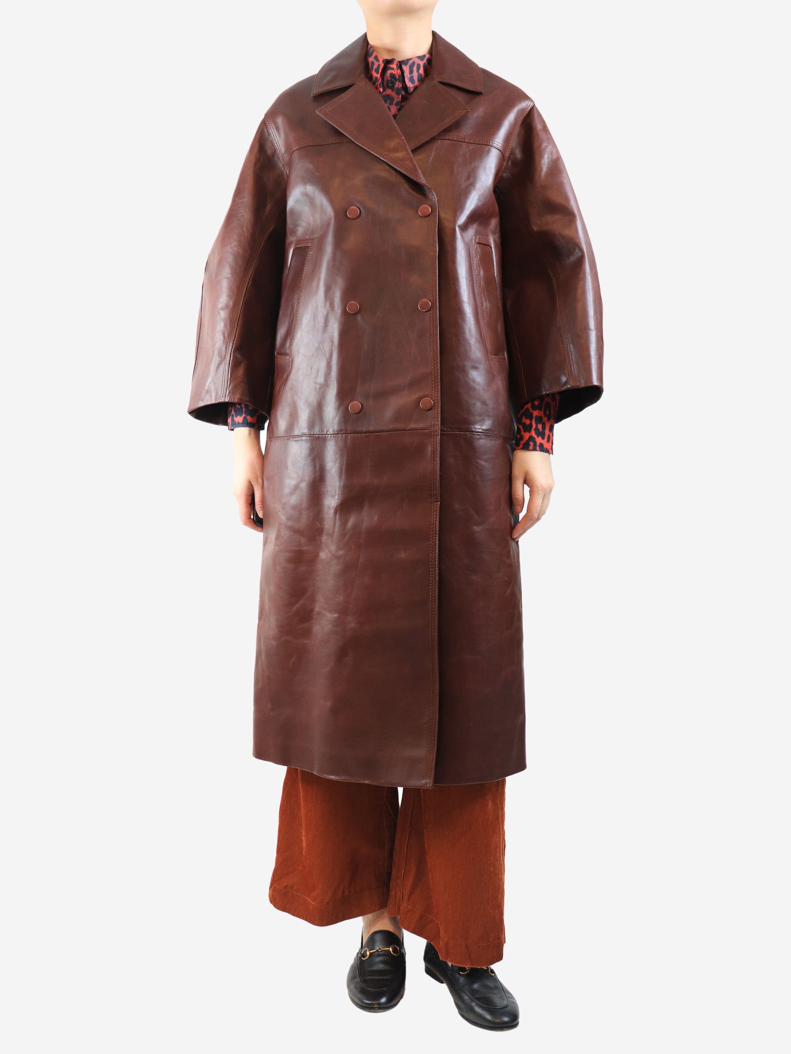 Ganni Brown overd leather coat - S Size S / US 4 / IT 40 - 1 Thumbnail