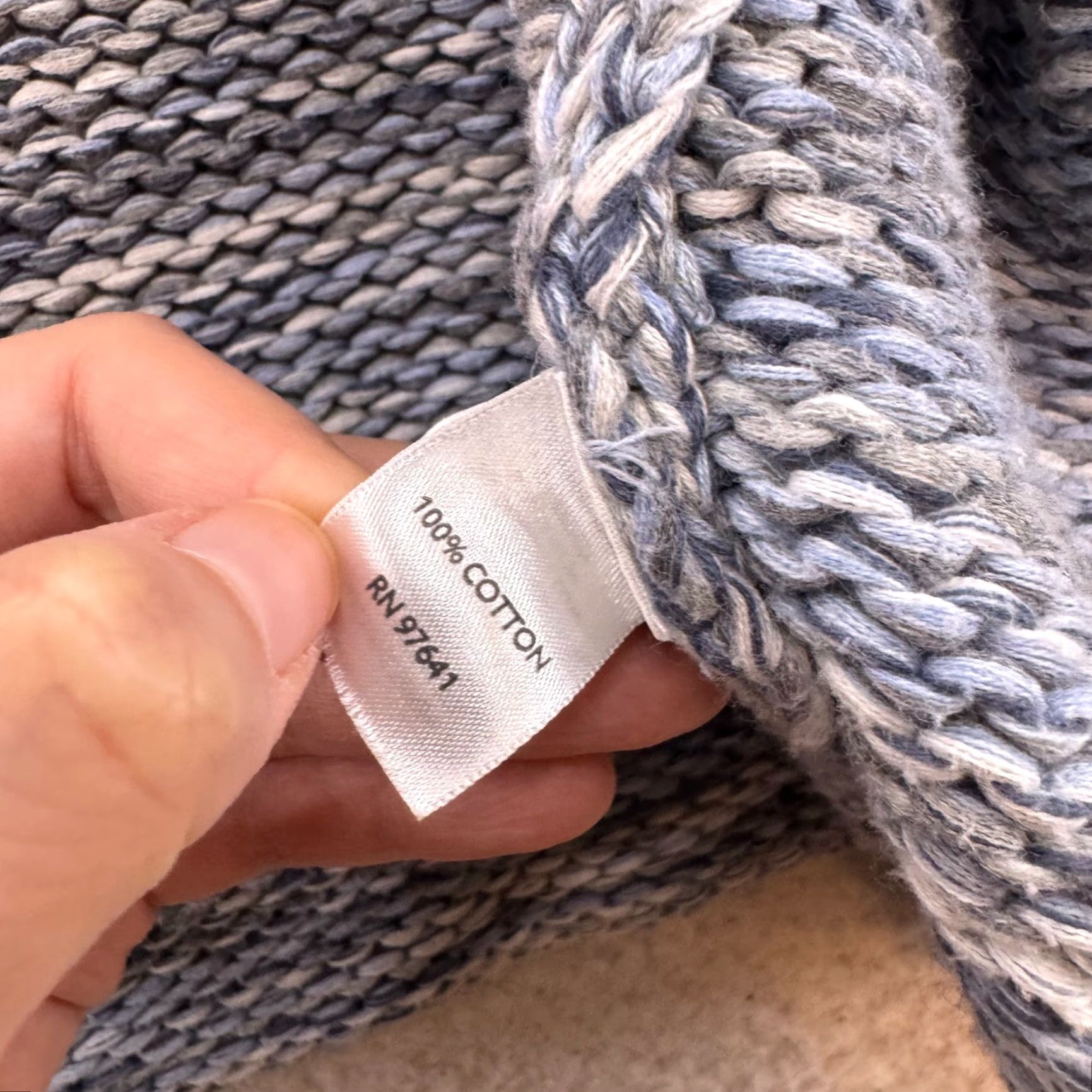J. Jill J Jill Cardigan Sweater M Grey Blue Chunky Knit Striped Open Front Women Size M / US 6-8 / IT 42-44 - 6 Thumbnail