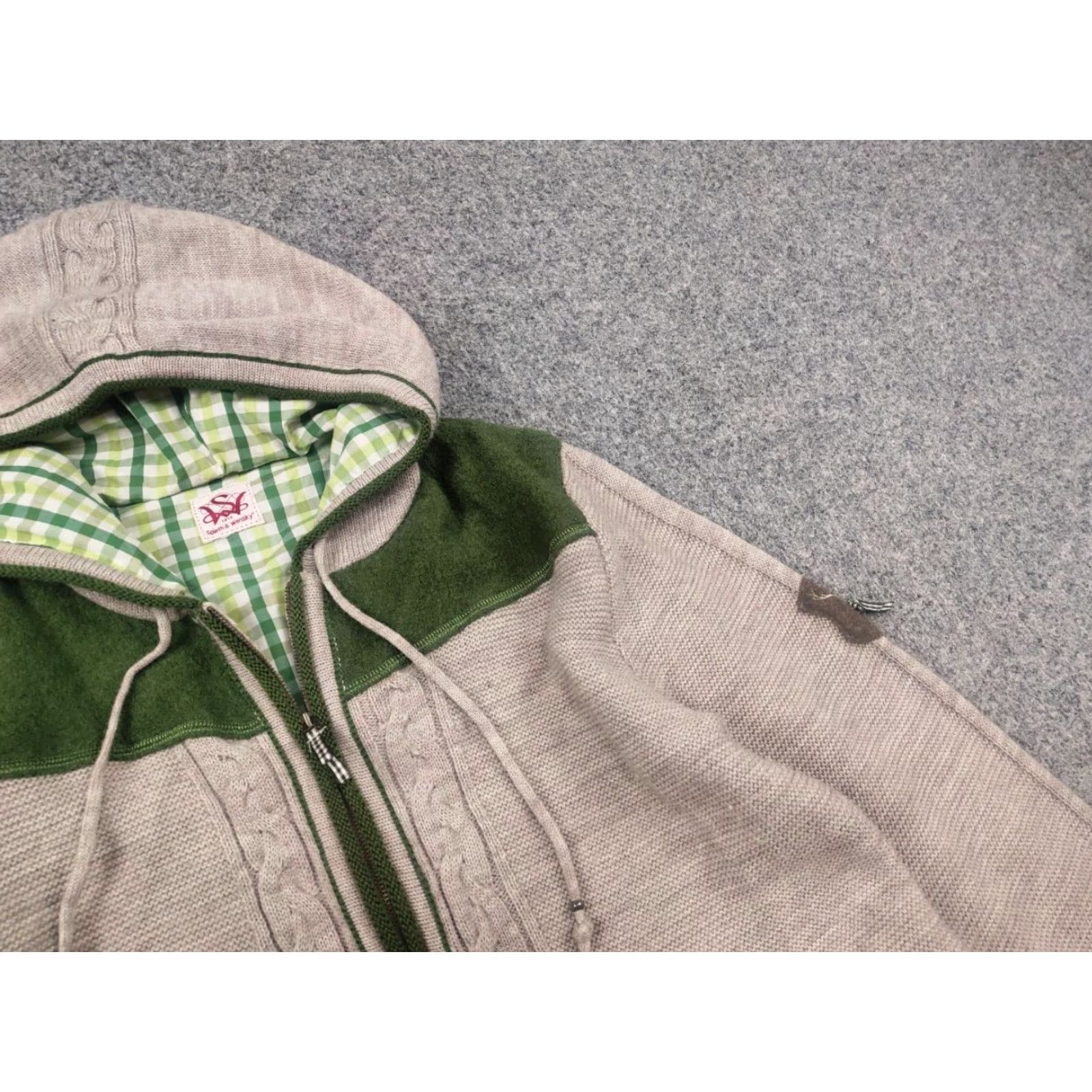 Vintage VINTAGE Spieth & Wensky German Design Knit Wool Blend Gren Beige Full Zip Removable Hoodie Shirt XS? Size US M / EU 48-50 / 2 - 6 Thumbnail