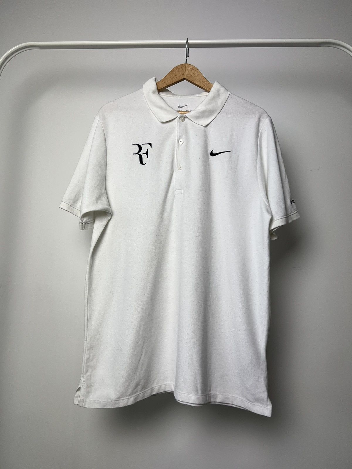 Nike Nike Roger Federer Embroidered Polo T Shirt White Men 2011 Size US L / EU 52-54 / 3 - 6 Thumbnail
