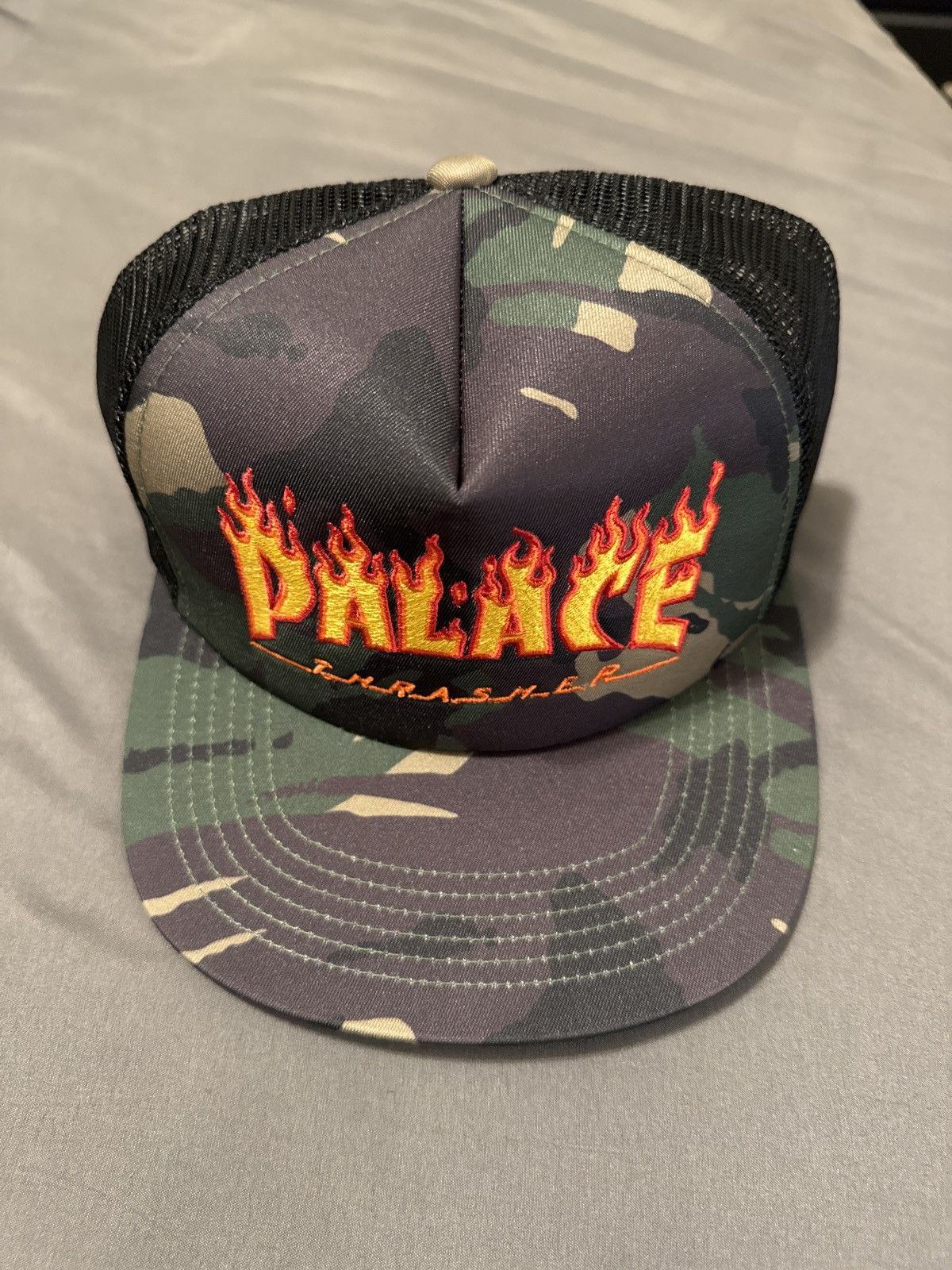 Palace Palace x Thrasher Camo Trucker | Grailed