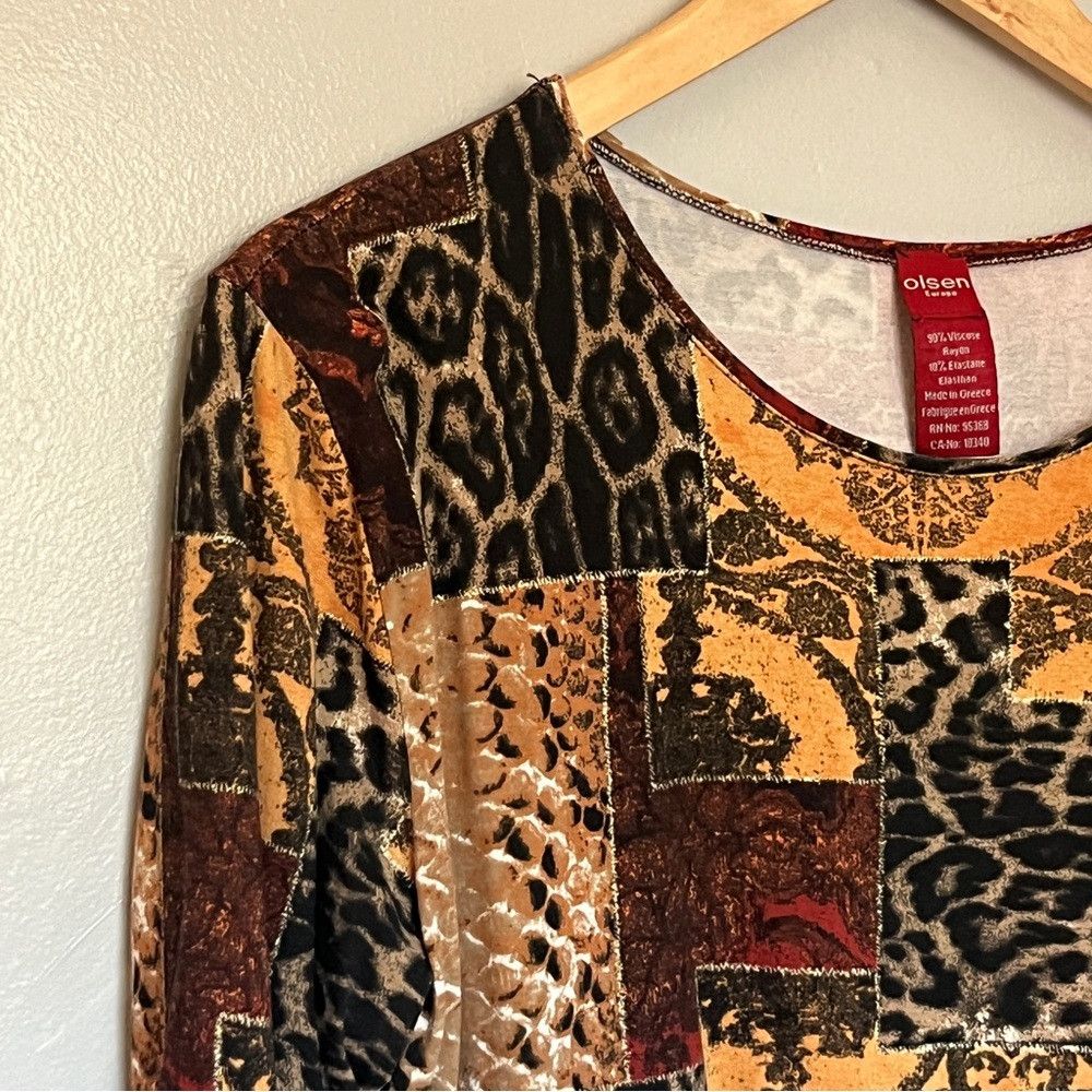 Designer Olsen Europe Women’s 3/4 Sleeve Shirt Top Red Large XL 14 Size ONE SIZE - 4 Thumbnail