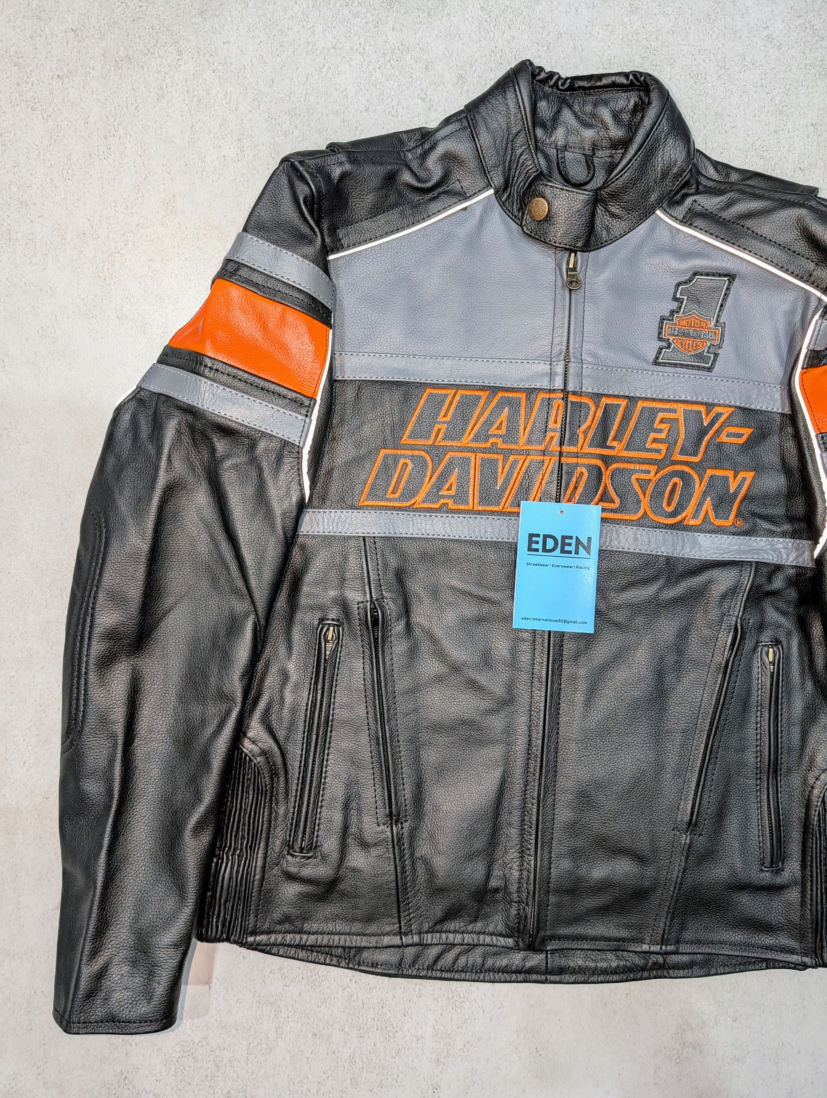 Japanese Brand 💥 Genuine Harley-Davidson Men's Riding Jacket Black Leather Size US XXL / EU 58 / 5 - 2 Thumbnail