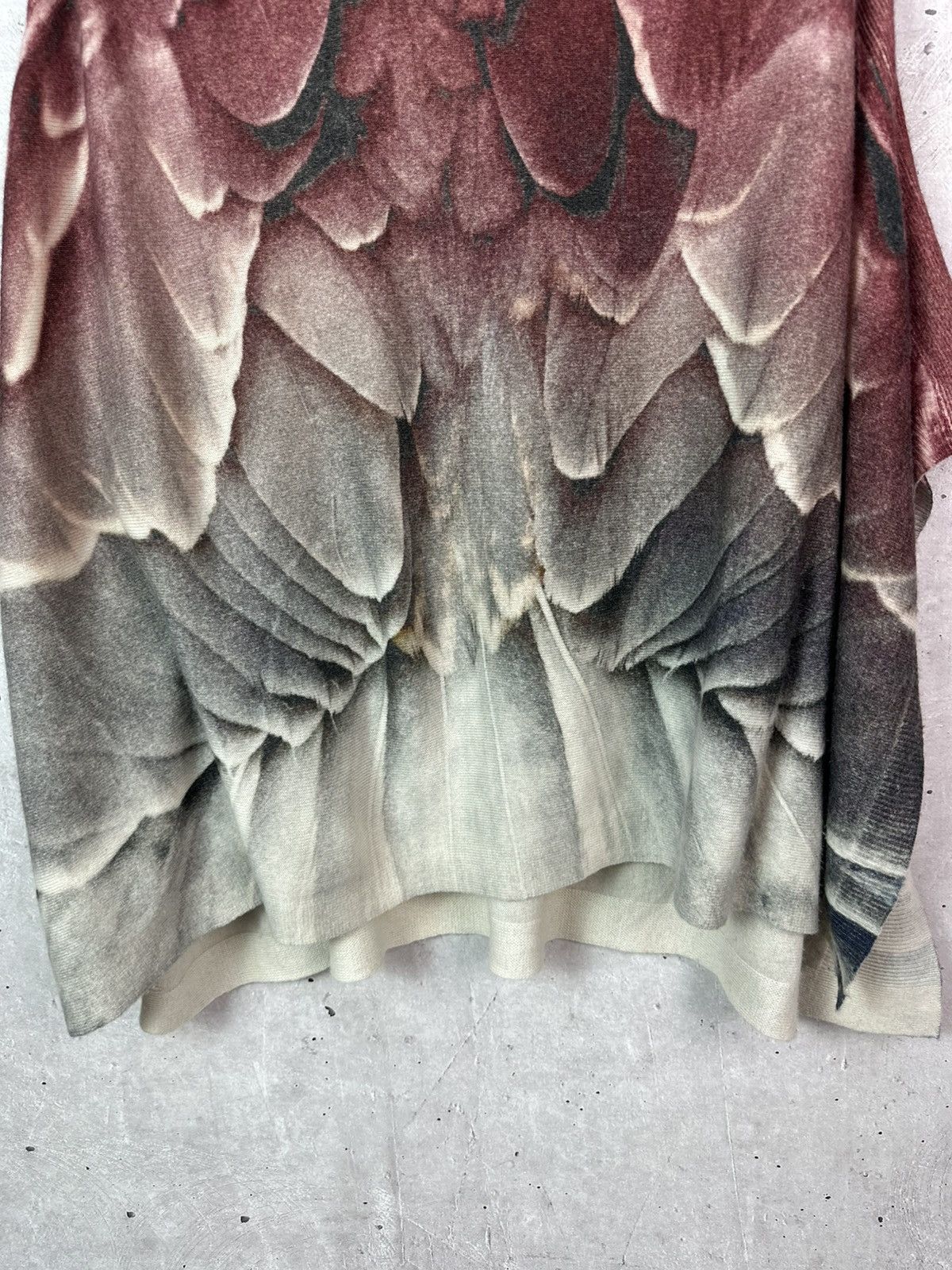 Vintage Gobi Feather Print Mongolian Cashmere Knit Oversized Poncho Size L / US 10 / IT 46 - 7 Thumbnail