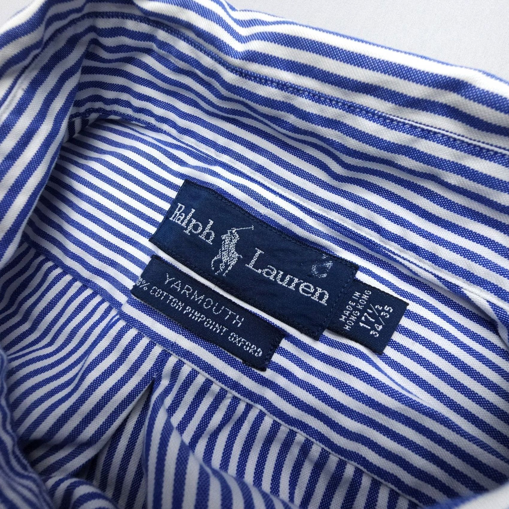Ralph Lauren VINTAGE Ralph Lauren Yarmouth Button-Down Shirt 17.5 34/35 Pinpoint Oxford Striped Blue Mens Dress Shirt Size US XXL / EU 58 / 5 - 6 Thumbnail