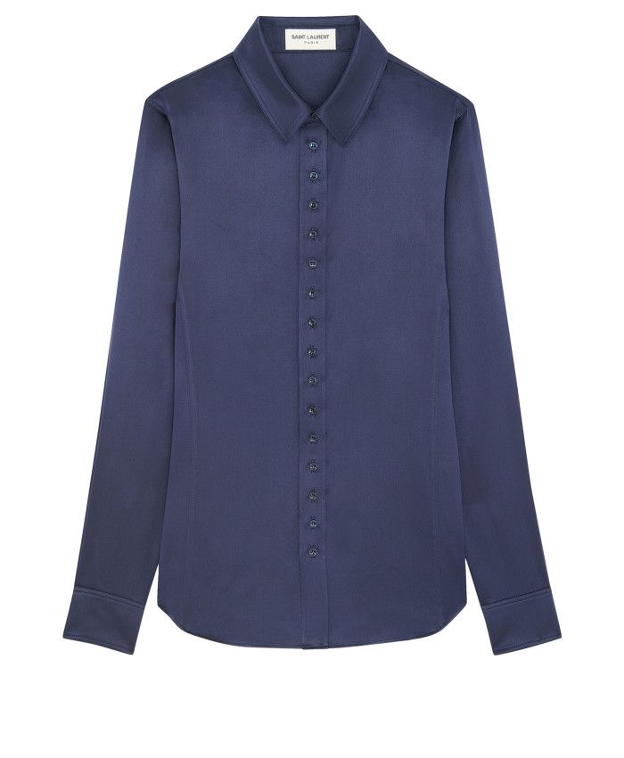 Saint Laurent Paris o1bcso1str0924 Fitted Shirt in Blue Size US XS / EU 42 / 0 - 1 Preview