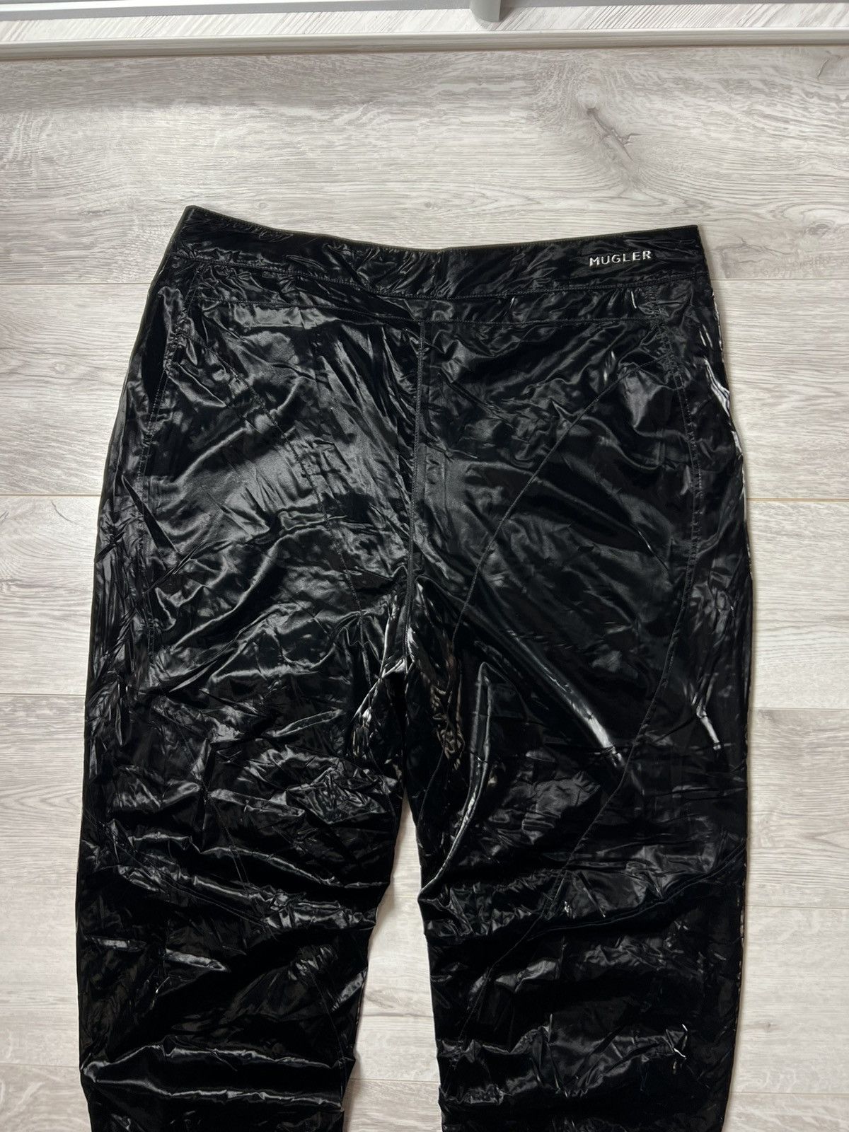 Thierry Mugler x H&M Black Glossy Biker Pants Zipper Details