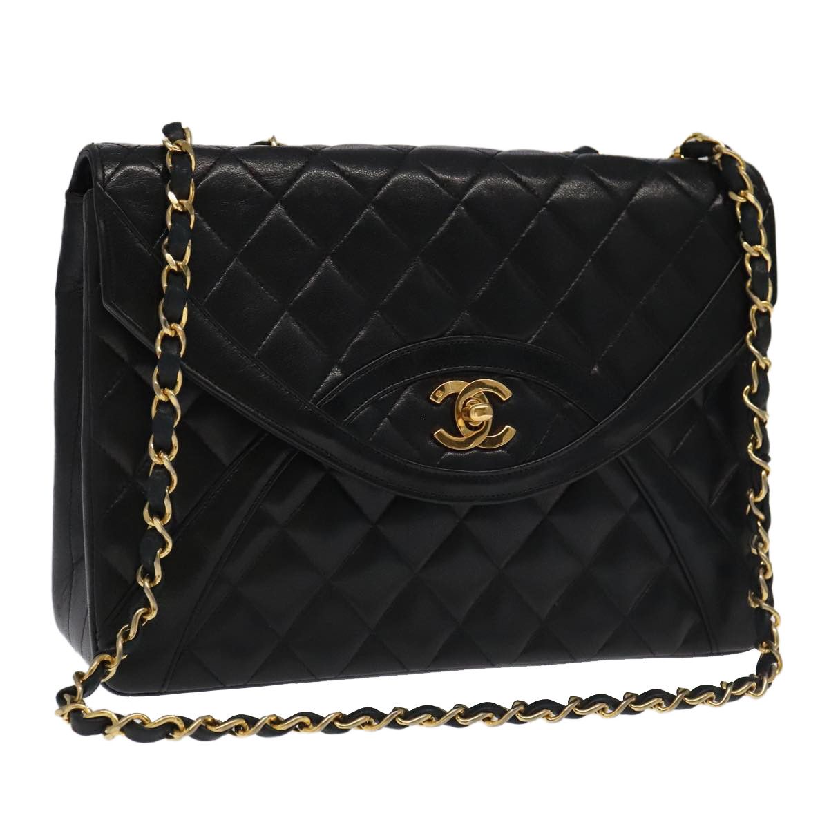 Coco Mark Black Leather Shoulder Bag (Pre-Owned)
