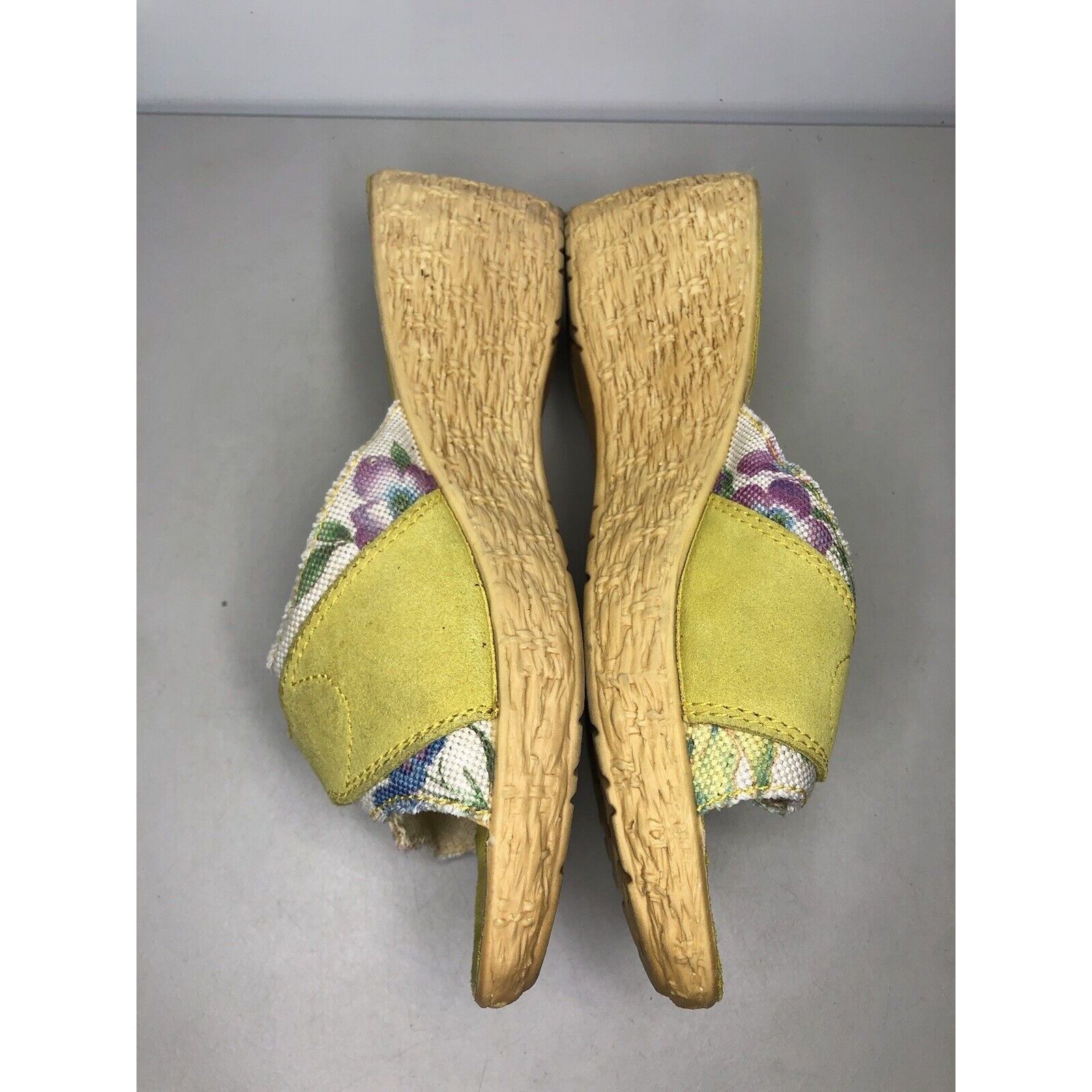Other FLY FLOT Anti Shock Yellow Suede Floral Buckle Wedge Sandals Size US 10.5 / IT 40.5 - 11 Thumbnail