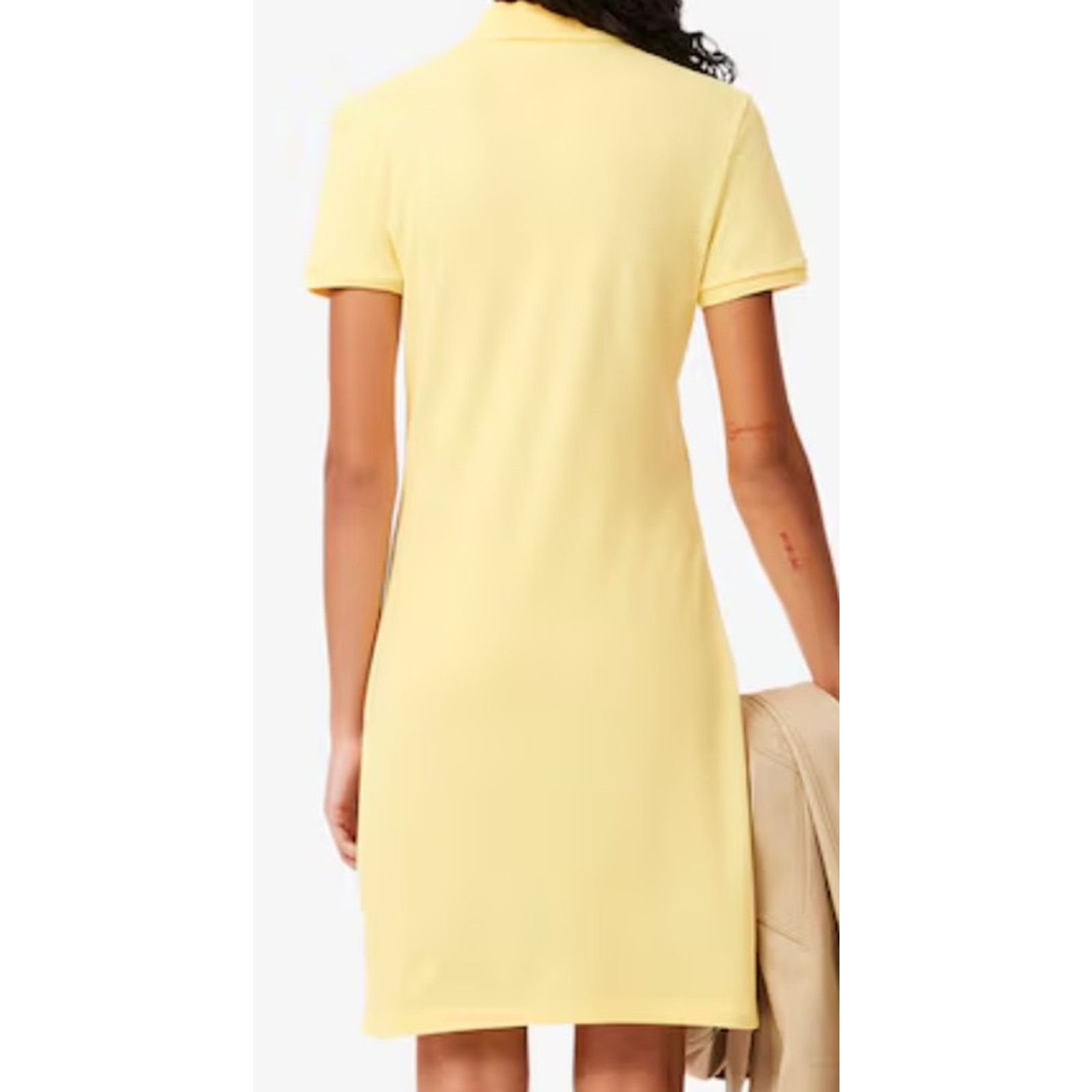 Lacoste Lacoste Women's Short Sleeve Slim Fit Stretch Dress Yellow 6 Size M / US 6-8 / IT 42-44 - 3 Thumbnail