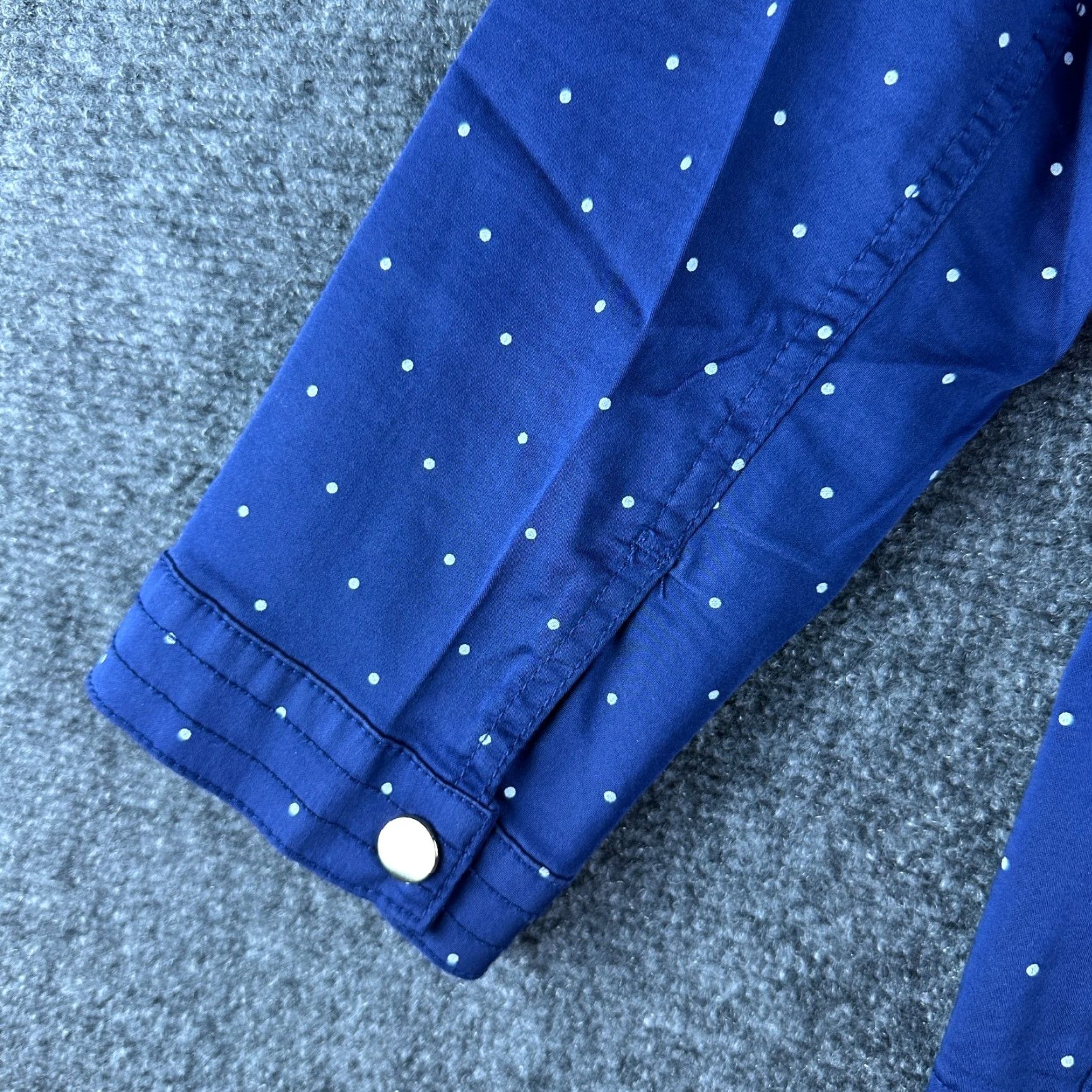 Vintage Chicos Jacket Womens 8 Snap Front Blue Polka Dot Stretch Pockets Shirt Womens Jacket Outfit Size M / US 6-8 / IT 42-44 - 6 Thumbnail