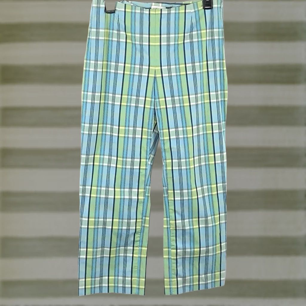 Gap VINTAGE Gap Pants 28"W Blue Plaid HighRise Cropped Preppy Academia 90s Womens Size 34" / US 12 / IT 48 - 1 Thumbnail