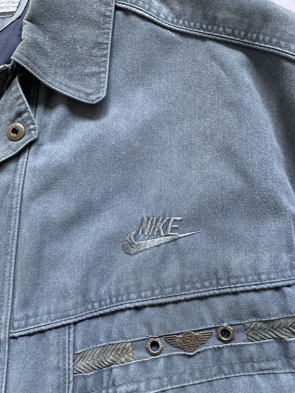 Nike × Vintage RARE! Vintage Nike Denim Jacket Bomber Pocket Zip Size XL Y2K Size US XL / EU 56 / 4 - 4 Thumbnail