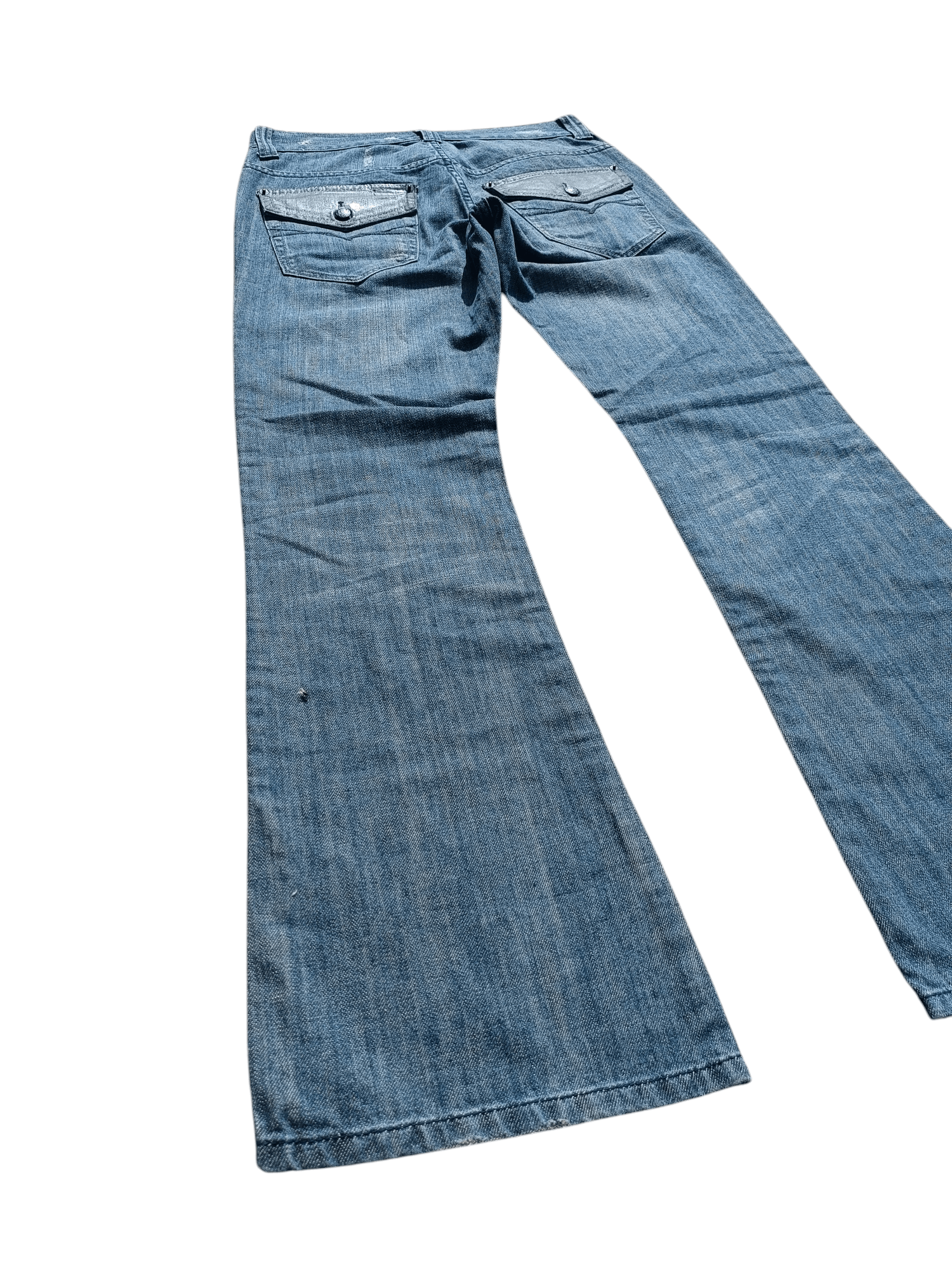 Guess × Japanese Brand FLARED 💥 90s Guess Jeans Distress Whiskers Denim Size US 32 / EU 48 - 2 Thumbnail