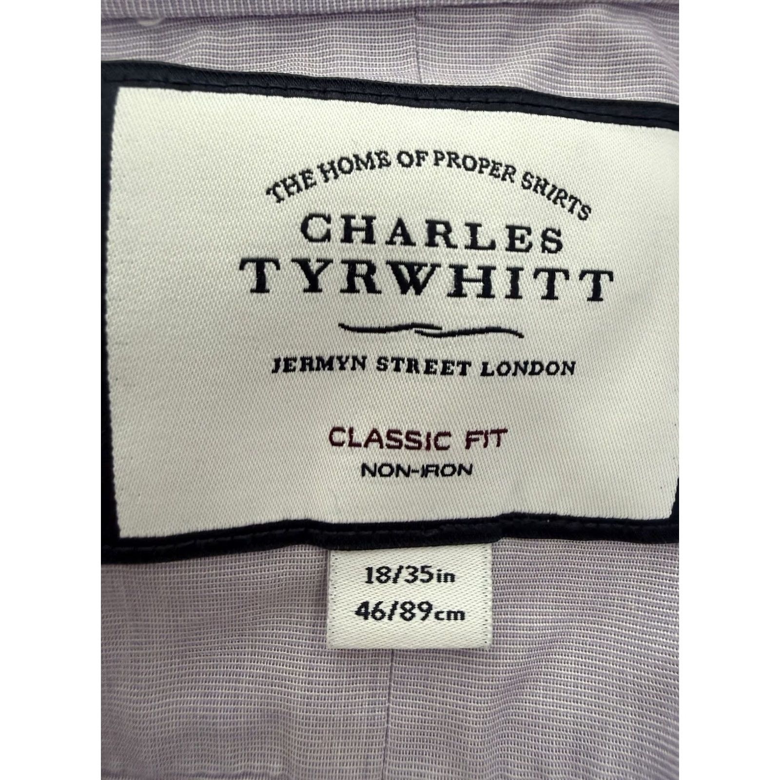 Charles Tyrwhitt CHARLES TYRWHITT Classic Dress Shirt 18 35 Non Iron Lavender Purple Cotton Button-Down Long Sleeve Mens Shirt Size 48R - 8 Thumbnail
