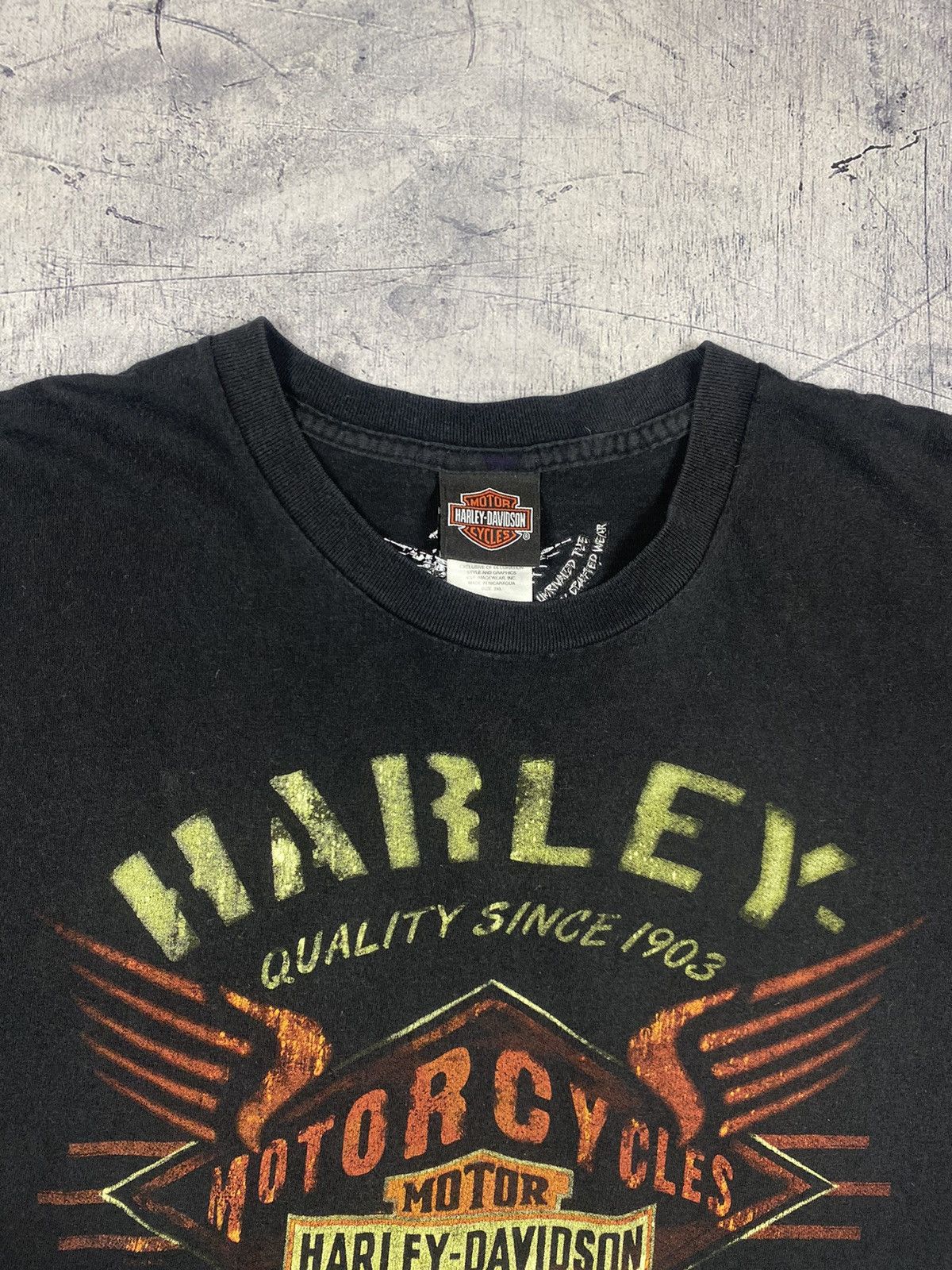 Harley Davidson × Vintage Vintage Harley Davidson Warres England graphic tee 90’s Size US XXL / EU 58 / 5 - 5 Thumbnail