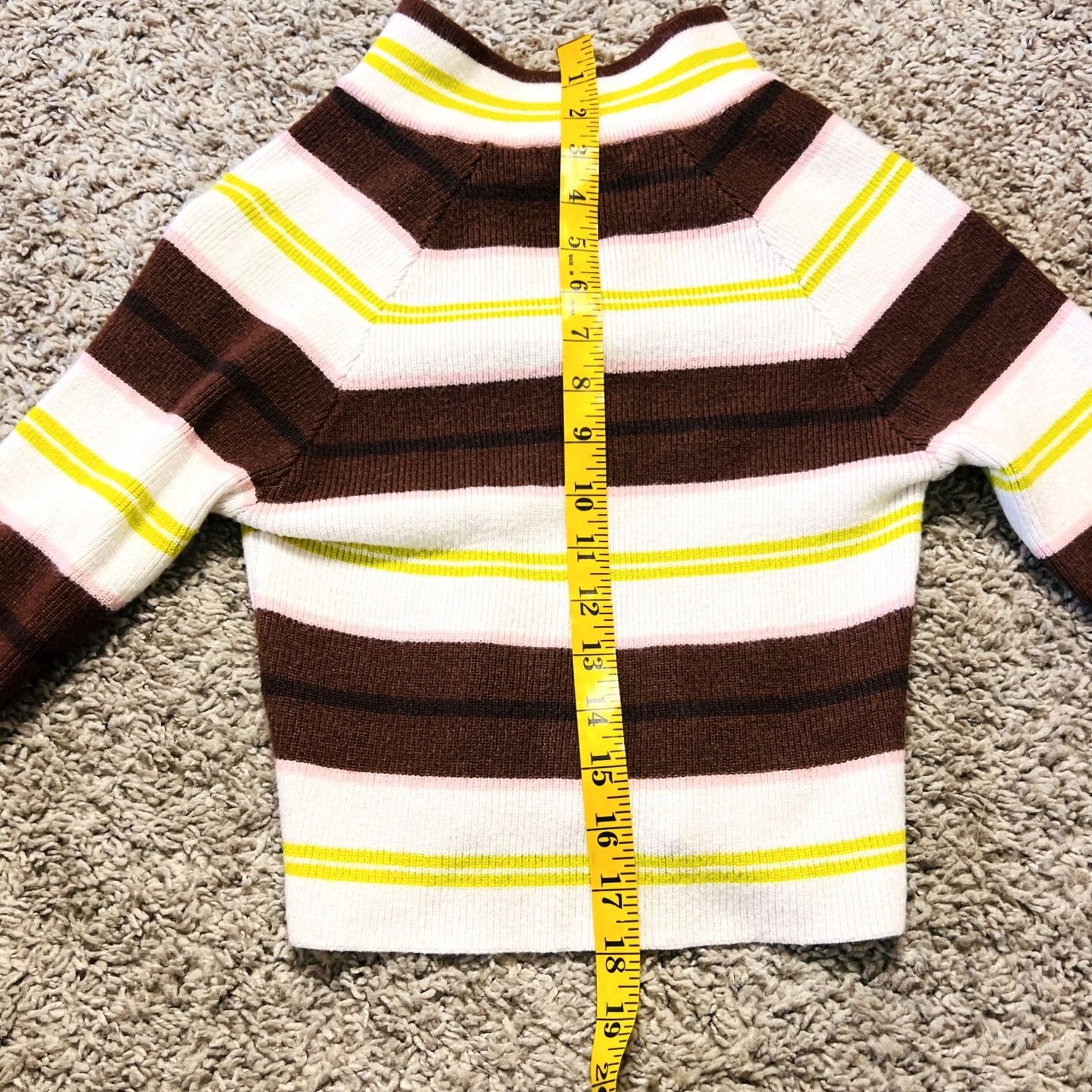 Forever 21 VINTAGE Forever 21 Pink Green Brown Stripped Ribbled Long Sleeve 1/4 Zip S Womens Shirt Size S / US 4 / IT 40 - 3 Thumbnail