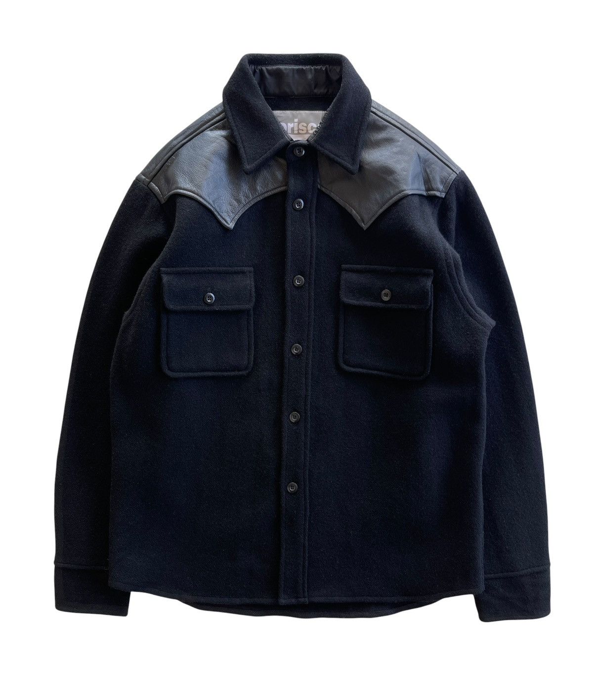 Japanese Brand Corisco Wool Leather Trim Shirt Jacket Size US M / EU 48-50 / 2 - 2 Thumbnail