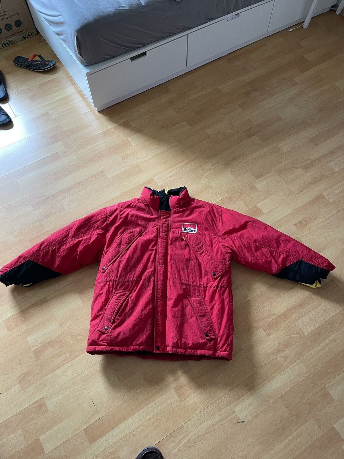 image of Vintage 90's Marlboro Parka Winter Jacket in Red, Men's (Size XL)