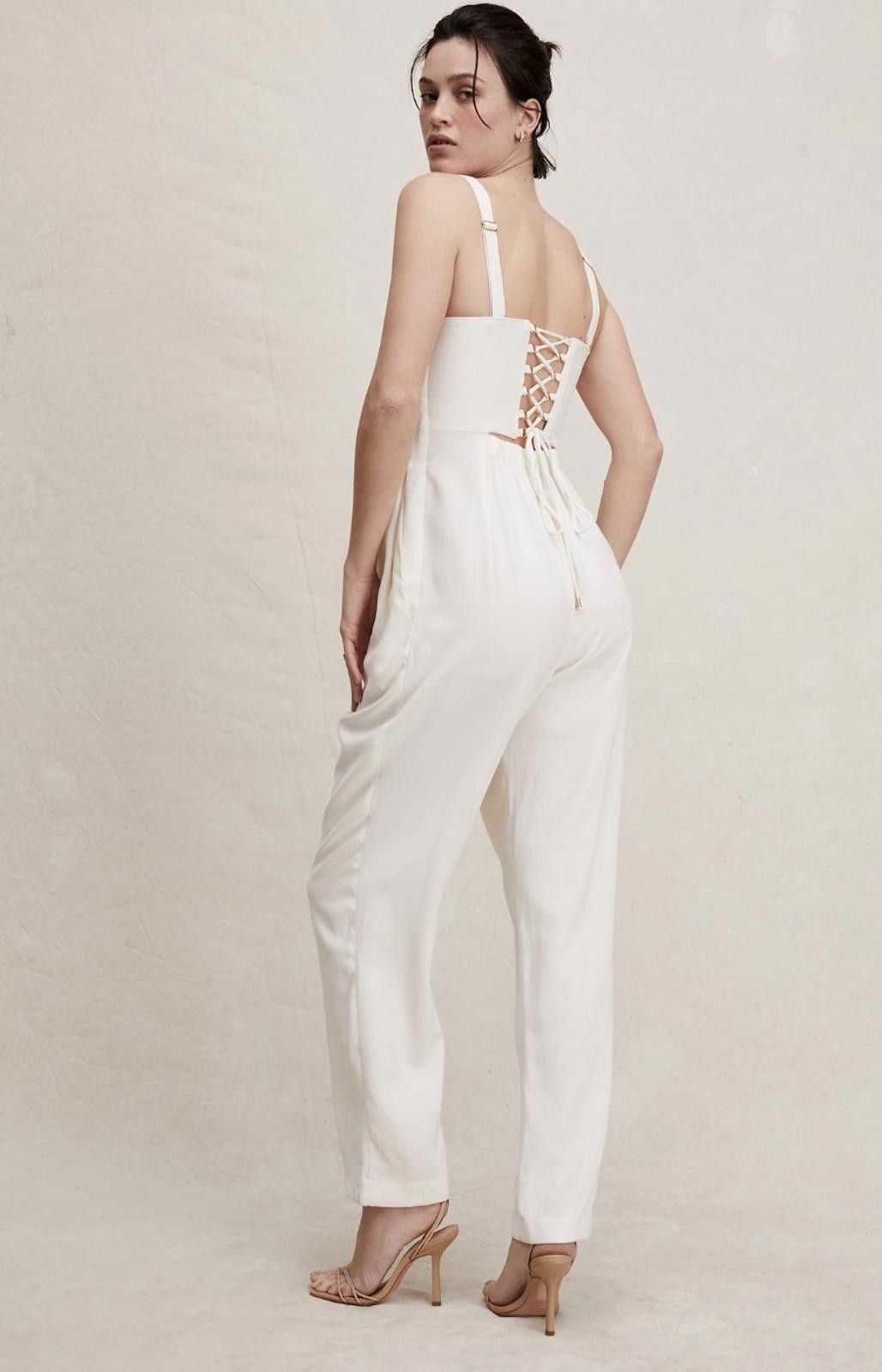Other Sabina Musayev Rosa Cream Jumpsuit with Cutout and Lace-Up Size ONE SIZE - 2 Thumbnail