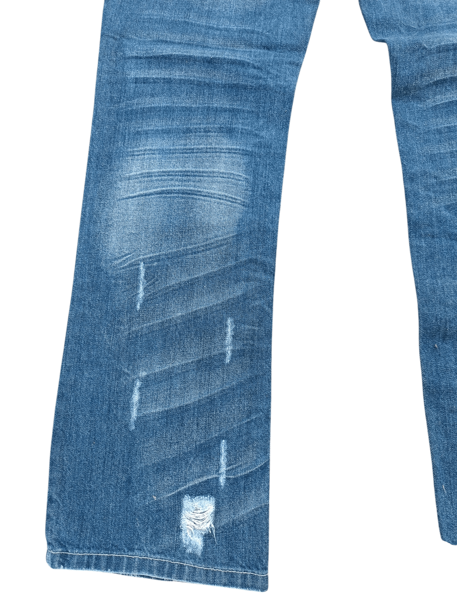 Japanese Brand NYLAUS JEANS DISTRESSED WHISKERS FADED STUD DENIM Size US 31 - 14 Thumbnail