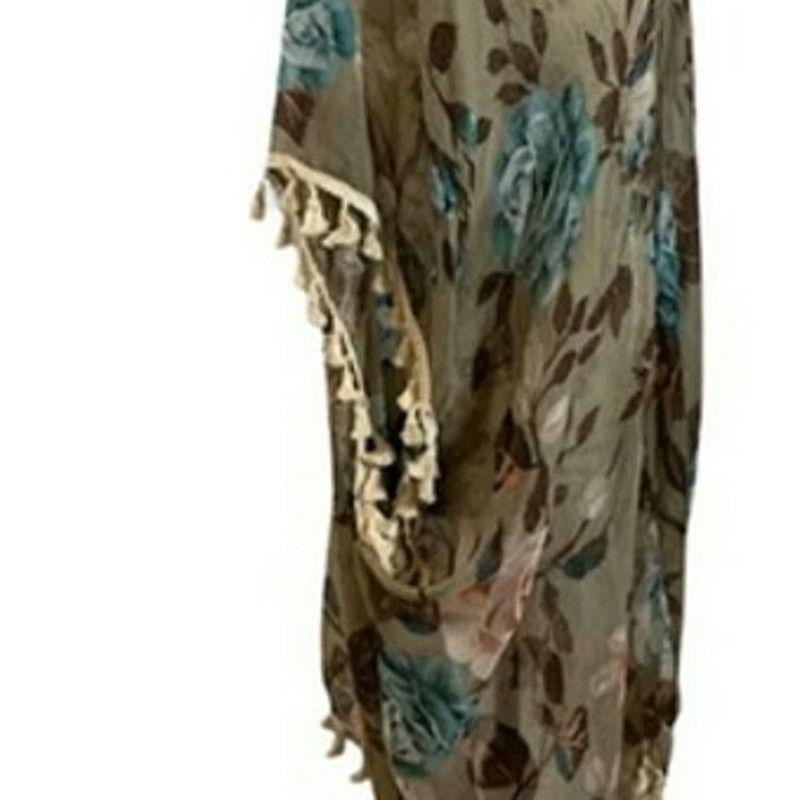 Other Riah Fashion LA Floral Kimono Wrap Boho Shawl Tassels Sheer Size ONE SIZE - 3 Thumbnail