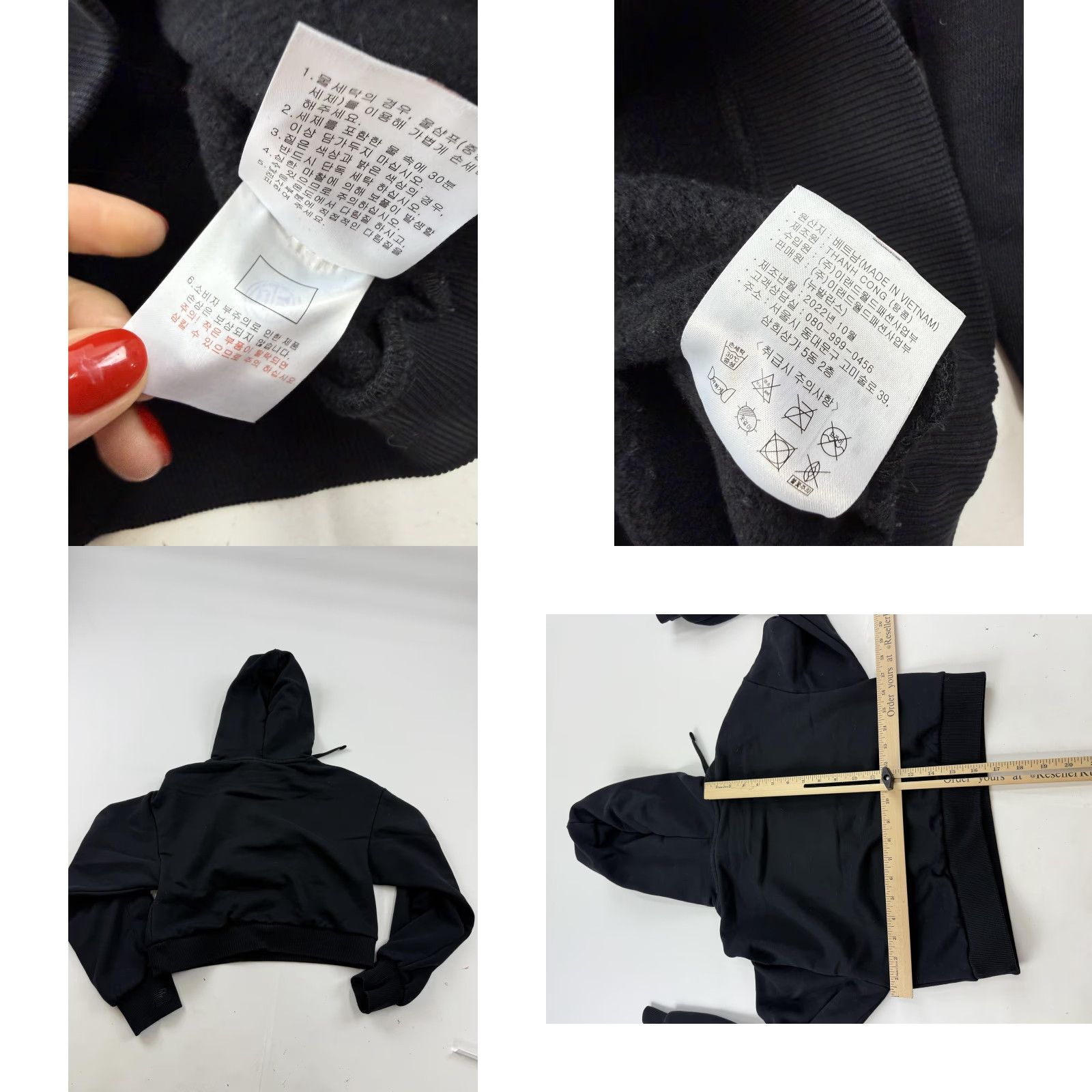 New Balance New Balance Hoodie Womens Small Black Cropped Embroidered Sports Club Fleece Size S / US 4 / IT 40 - 8 Thumbnail